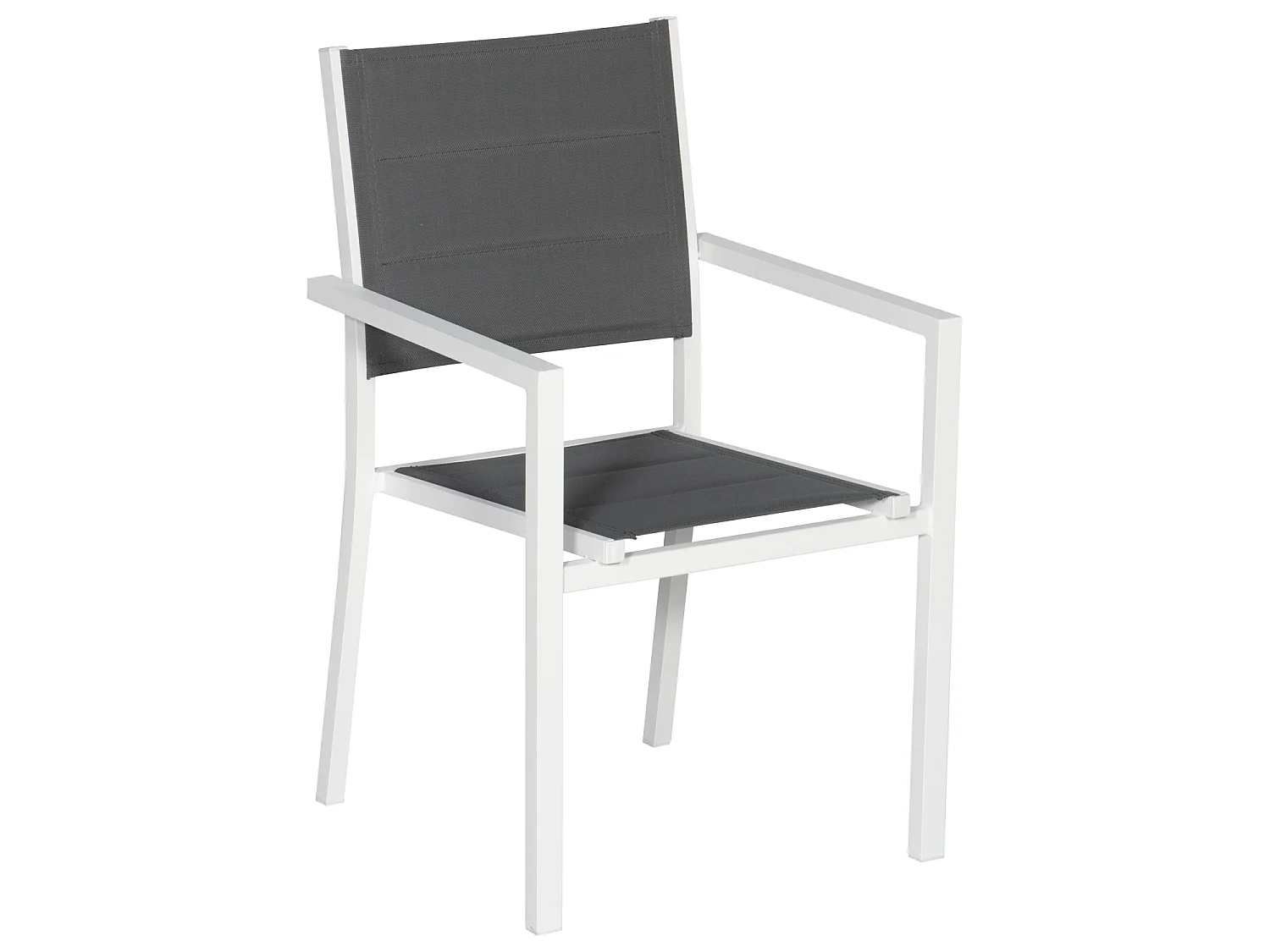 Set van 4 met wit aluminium beklede stoelen - grijs textilene