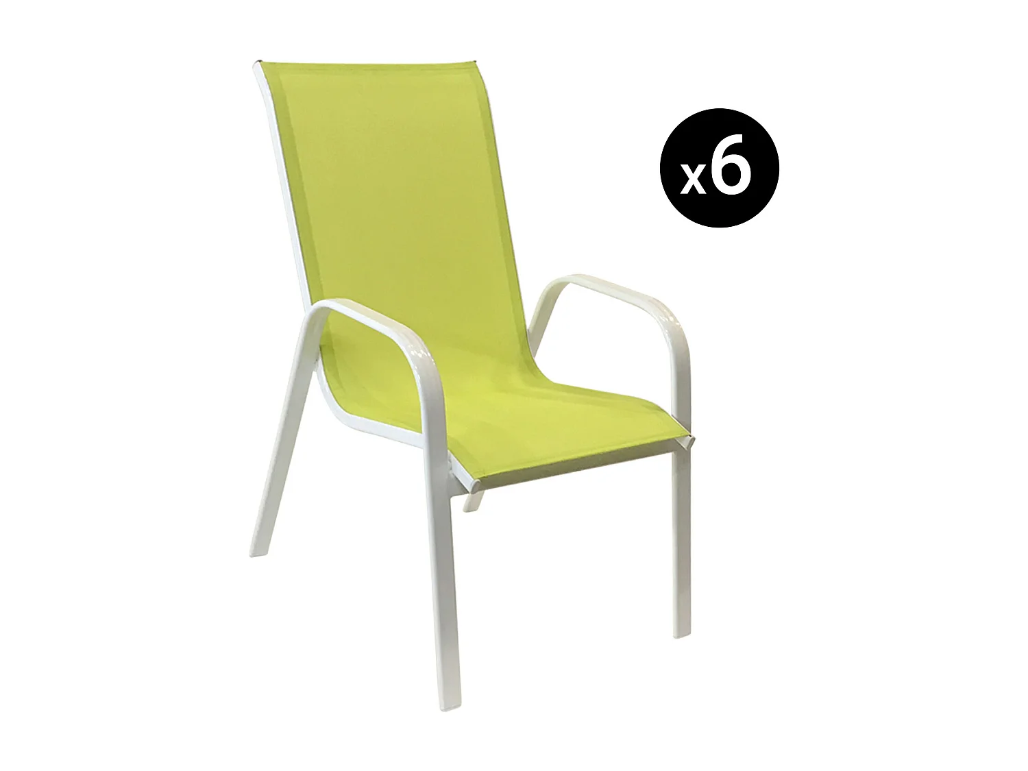 Set van 6 MARBELLA stoelen in groen textilene - wit aluminium