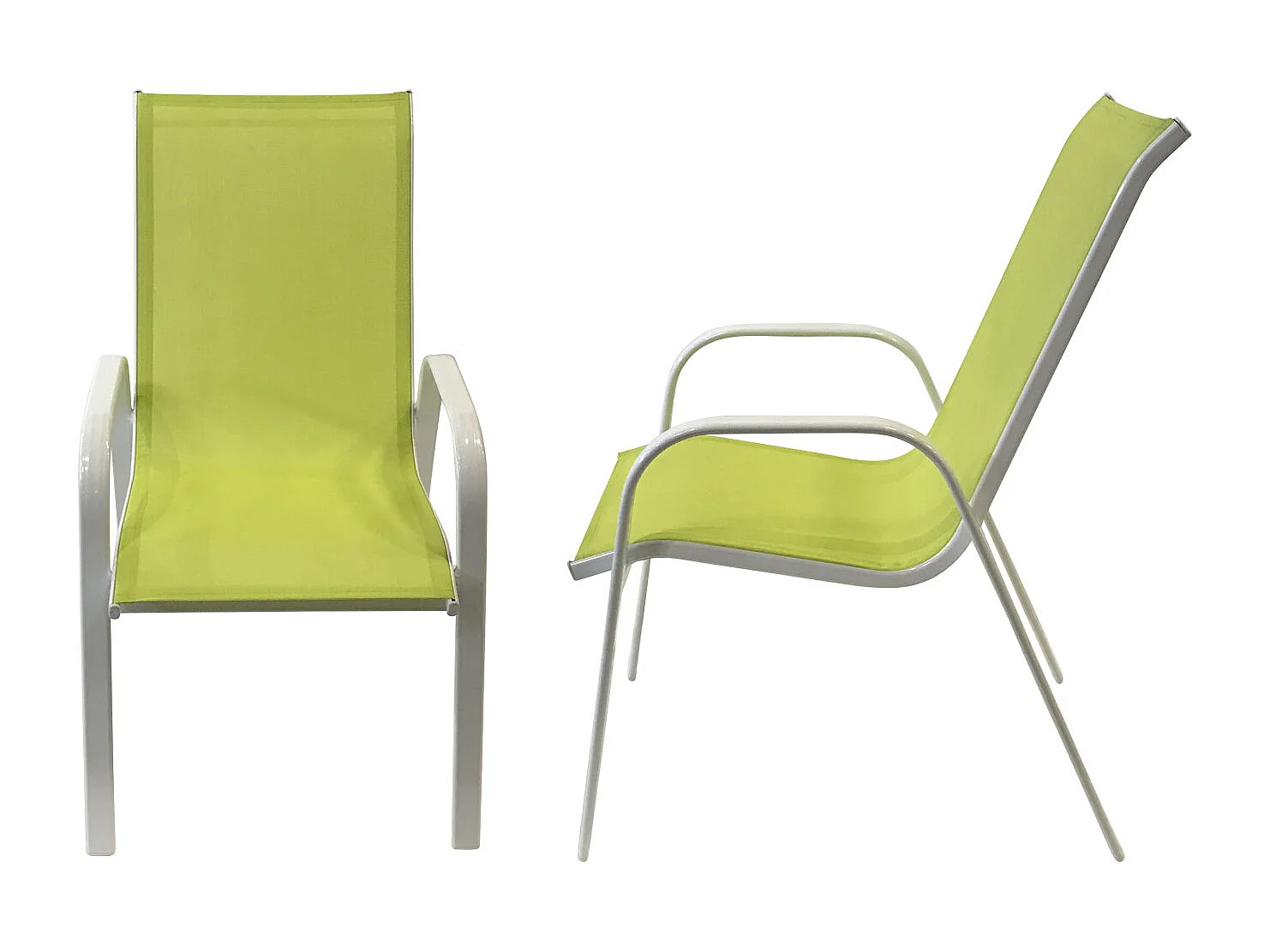 Set van 6 MARBELLA stoelen in groen textilene - wit aluminium