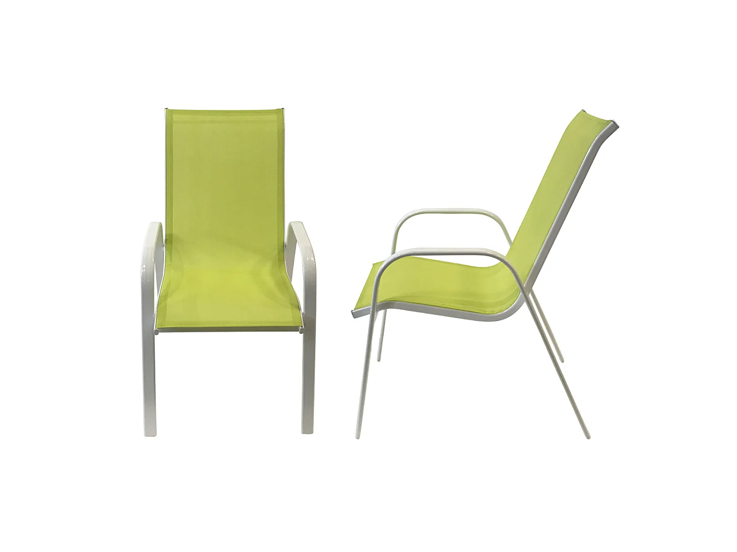 Lot de 6 chaises MARBELLA en textilène vert - aluminium blanc - HAPPY GARDEN
