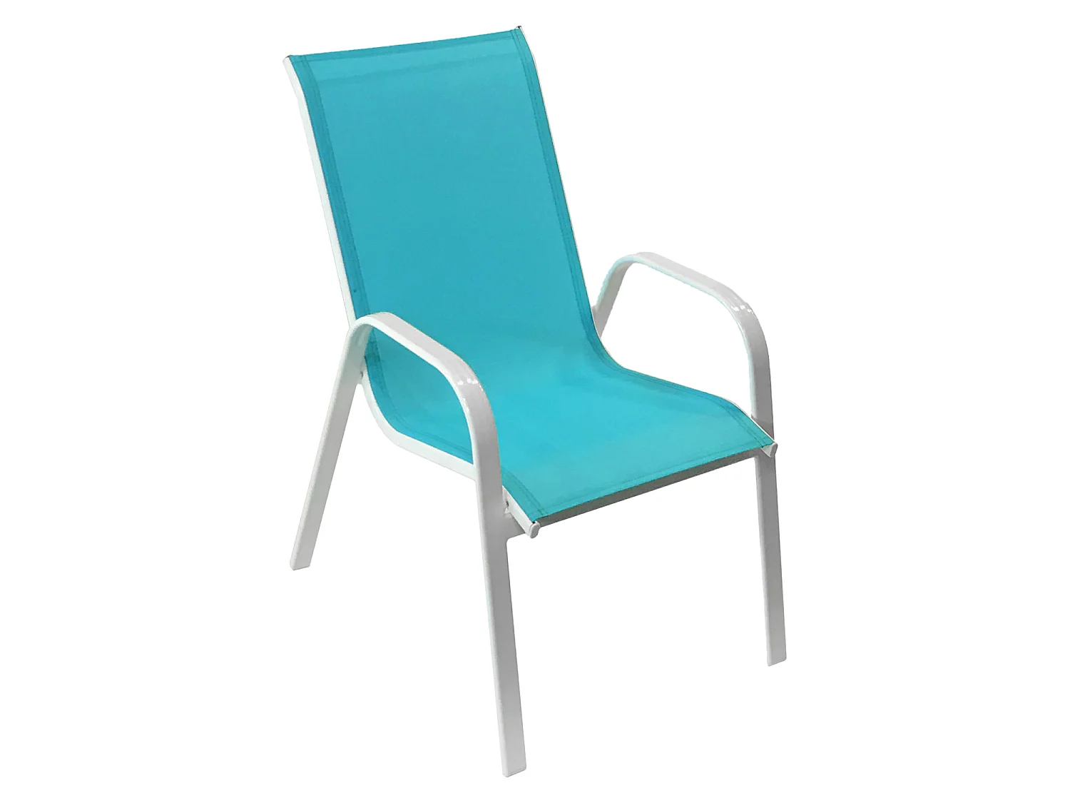 Lot de 6 chaises MARBELLA en textilène bleu - aluminium blanc - HAPPY GARDEN
