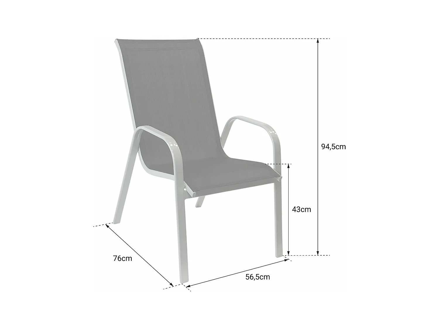 Lot de 4 chaises MARBELLA en textilène rose - aluminium blanc - HAPPY GARDEN