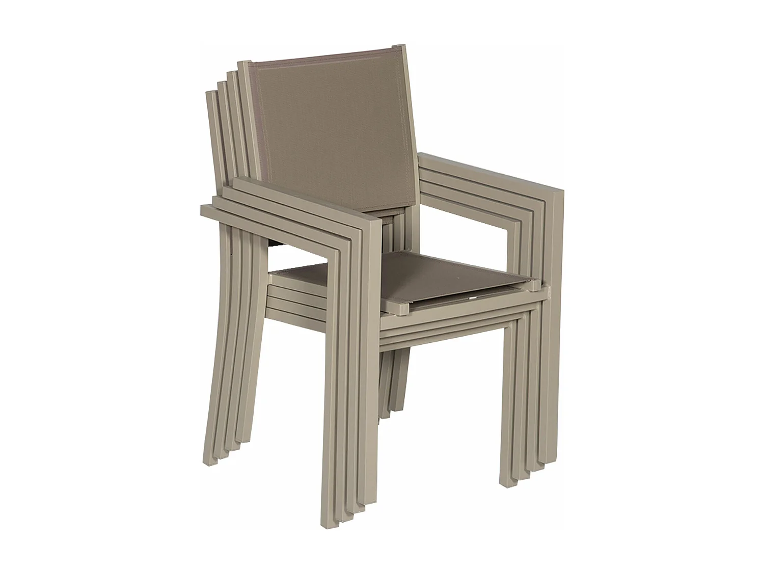 Set van 8 taupe aluminium stoelen - textilene taupe