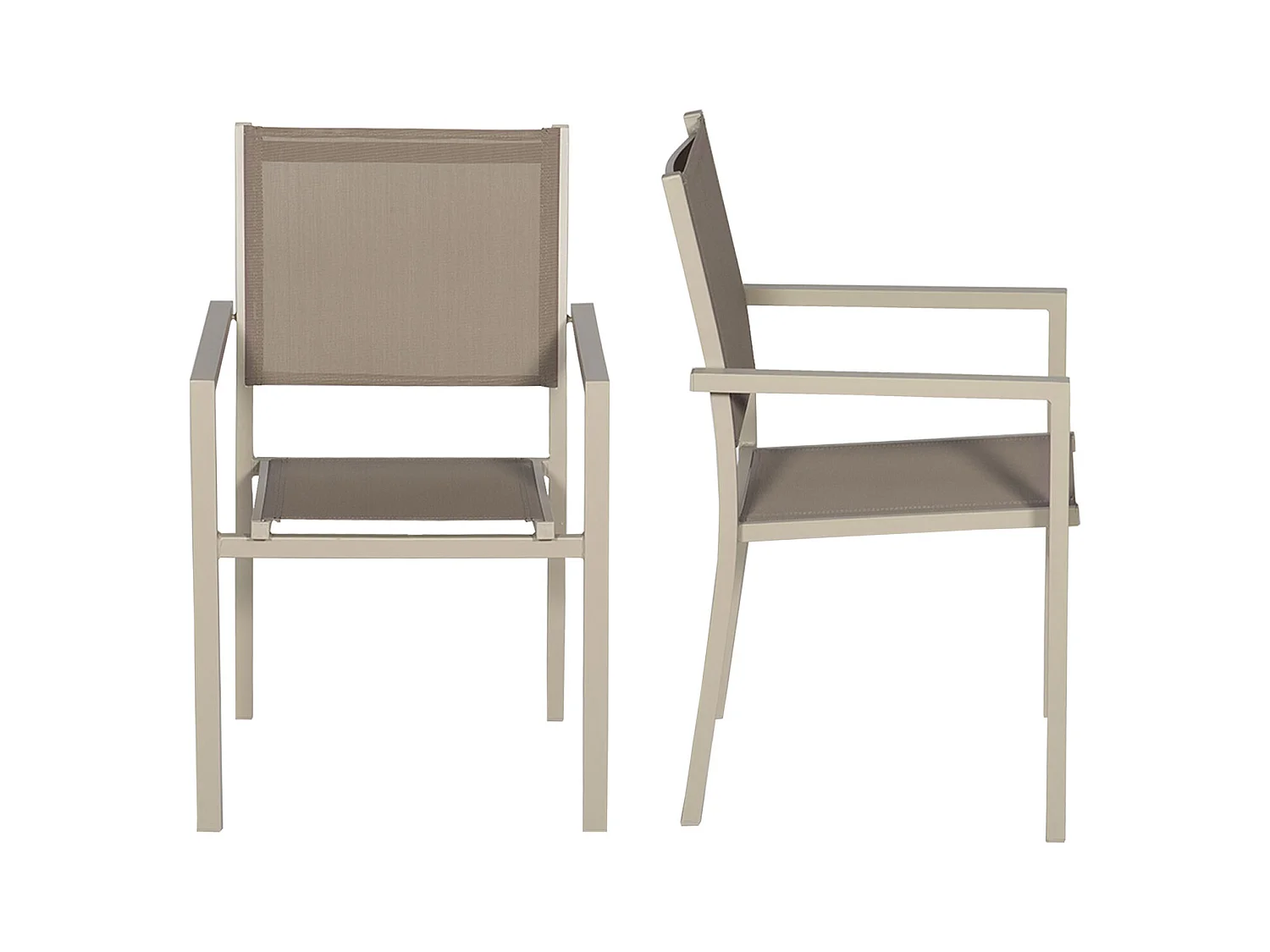 Lot de 8 chaises en aluminium taupe - textilène taupe - HAPPY GARDEN
