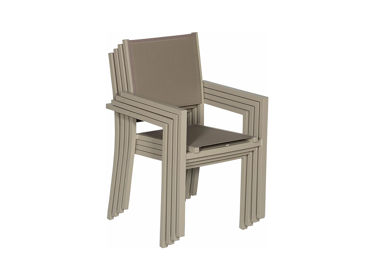 Lot de 8 chaises en aluminium taupe - textilène taupe - HAPPY GARDEN