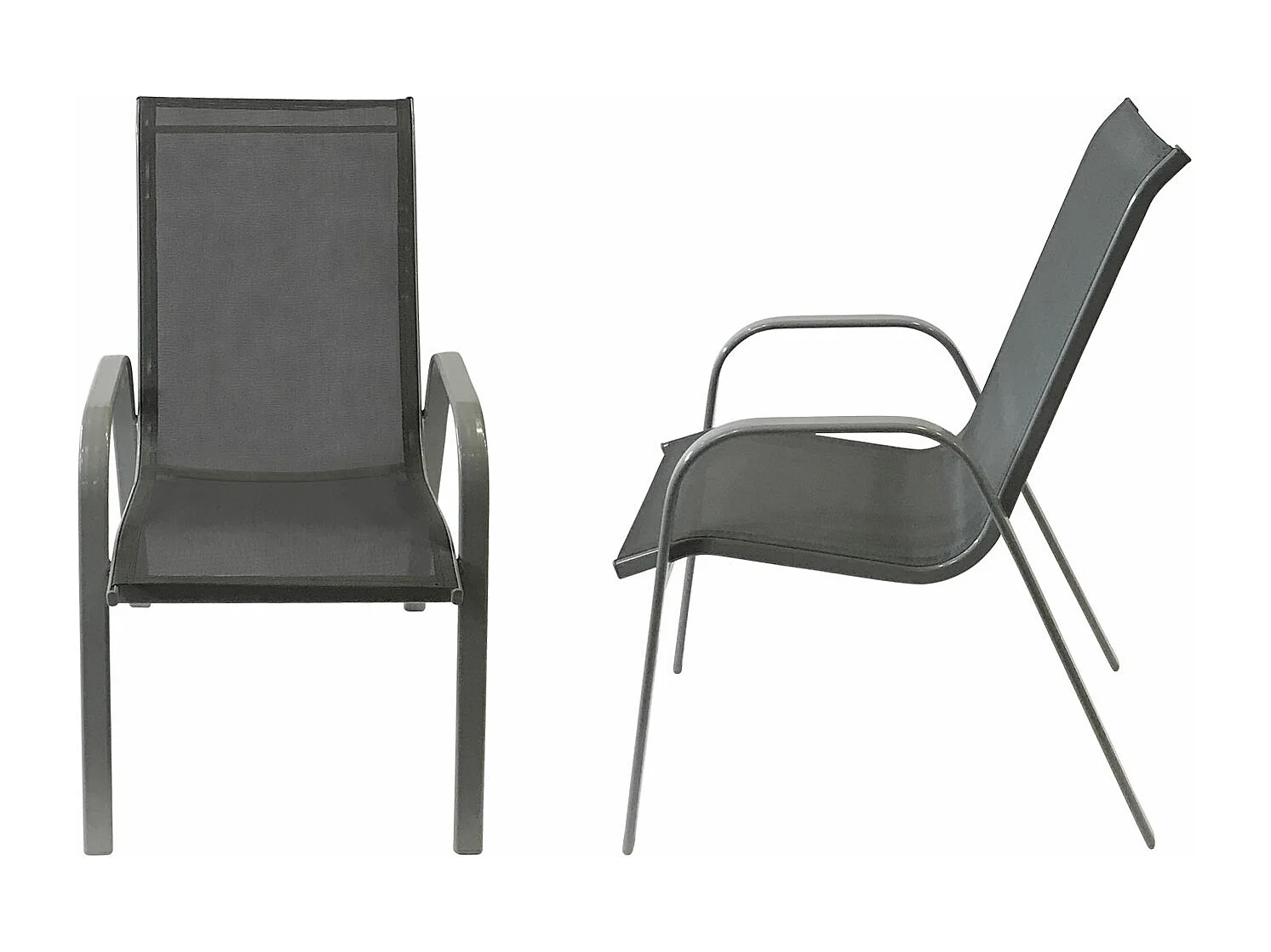Set van 8 MARBELLA grijs textilene stoelen - grijs aluminium