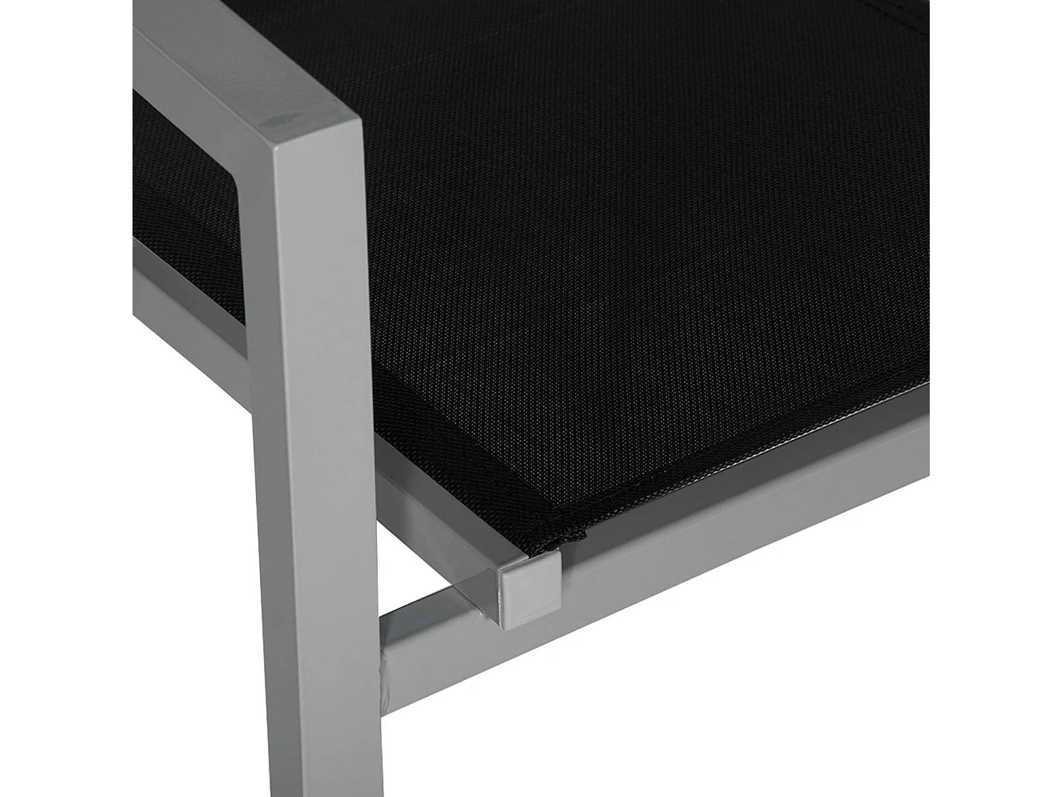 Set van 6 grijze aluminium stoelen - zwart textilene