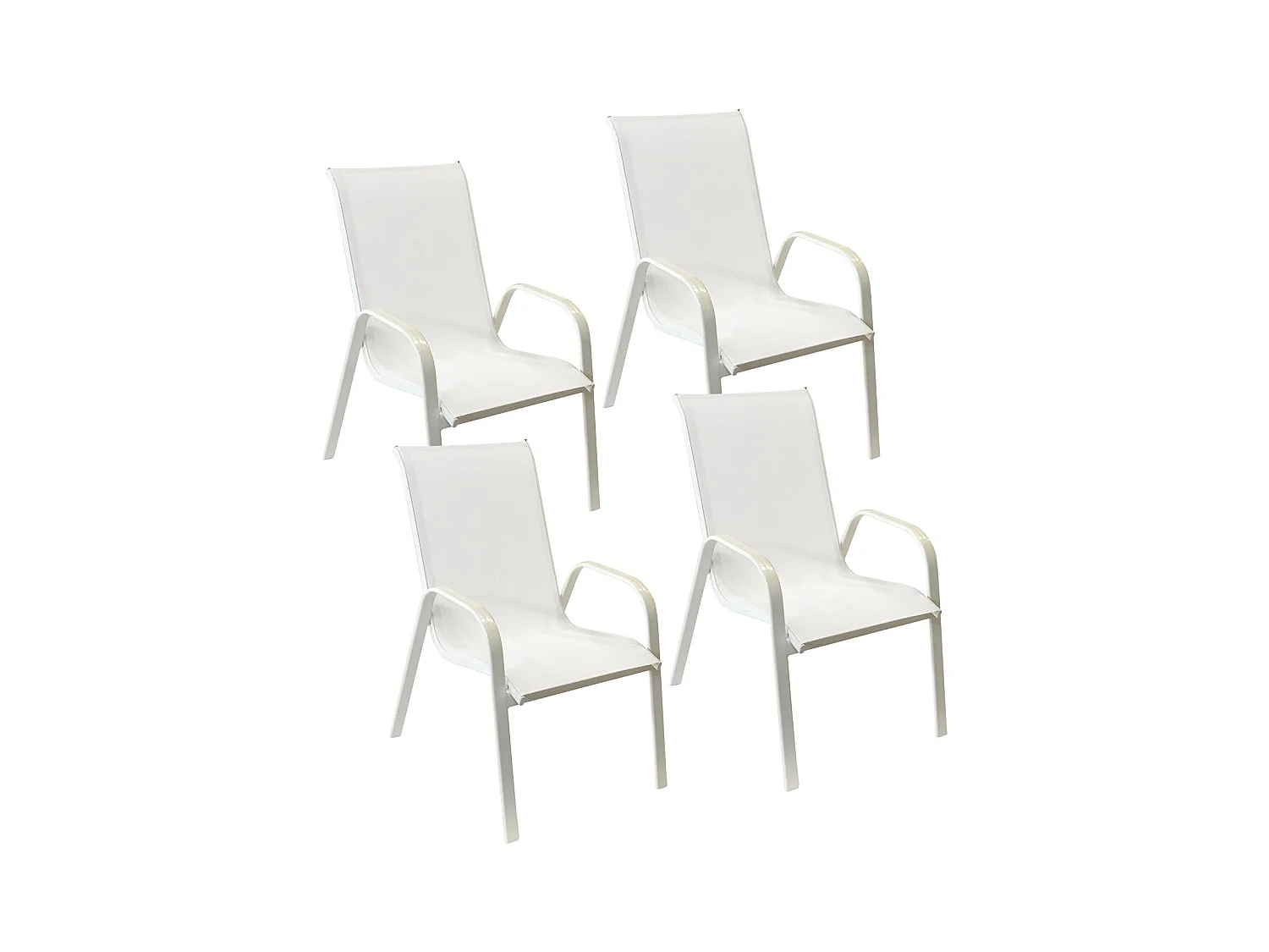 Lot de 4 chaises MARBELLA en textilène blanc - aluminium blanc - HAPPY GARDEN