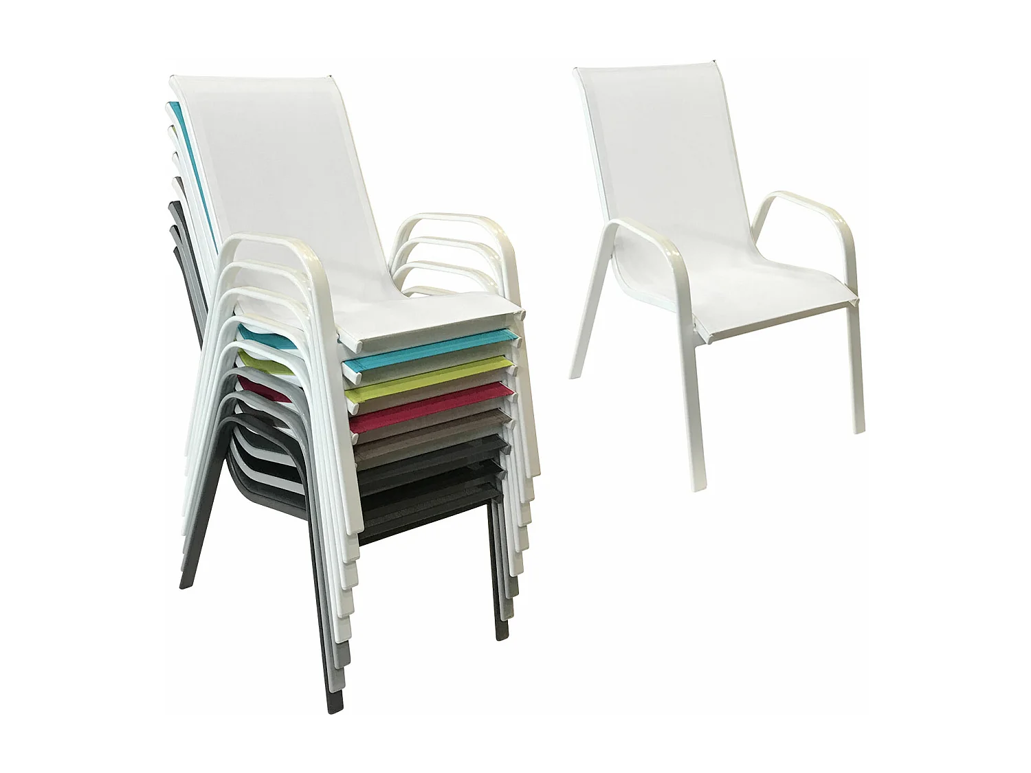 Lot de 4 chaises MARBELLA en textilène blanc - aluminium blanc - HAPPY GARDEN
