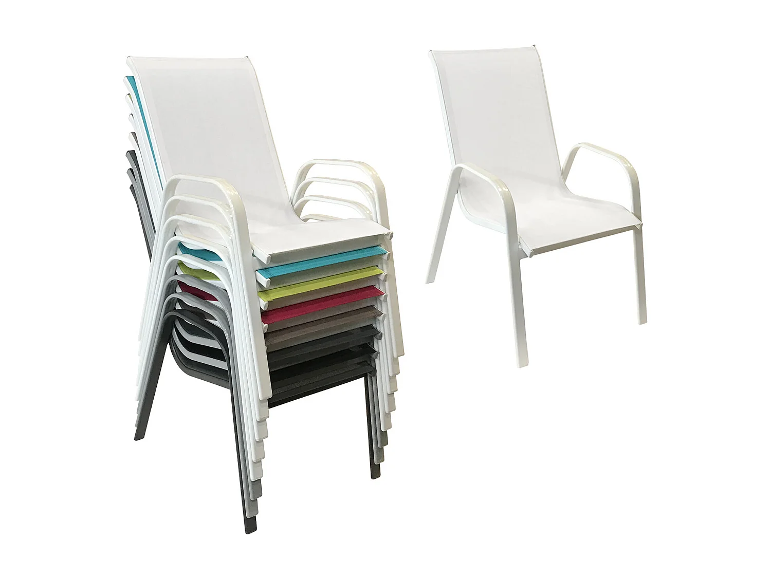Set van 4 MARBELLA stoelen in wit textilene - wit aluminium