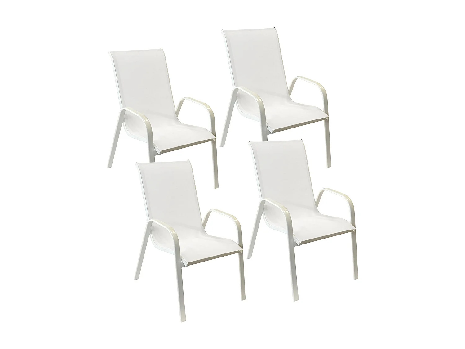 Lot de 4 chaises MARBELLA en textilène blanc - aluminium blanc - HAPPY GARDEN