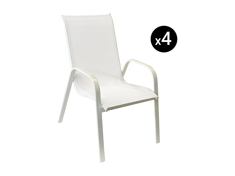 Set van 4 MARBELLA stoelen in wit textilene - wit aluminium