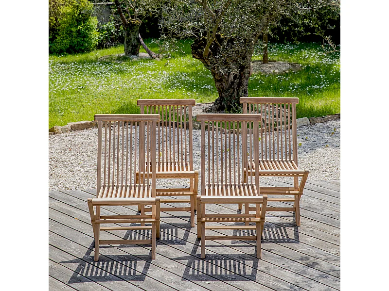 Set van 4 LOMBOK teakhouten tuinstoelen