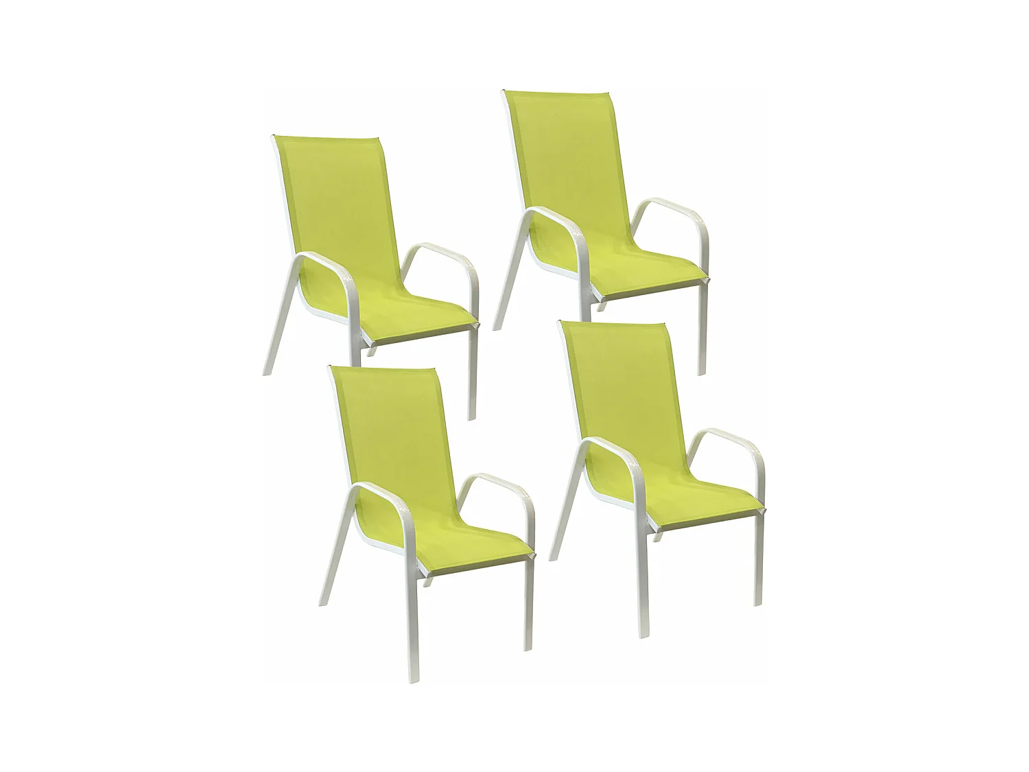 Lot de 4 chaises MARBELLA en textilène vert - aluminium blanc - HAPPY GARDEN