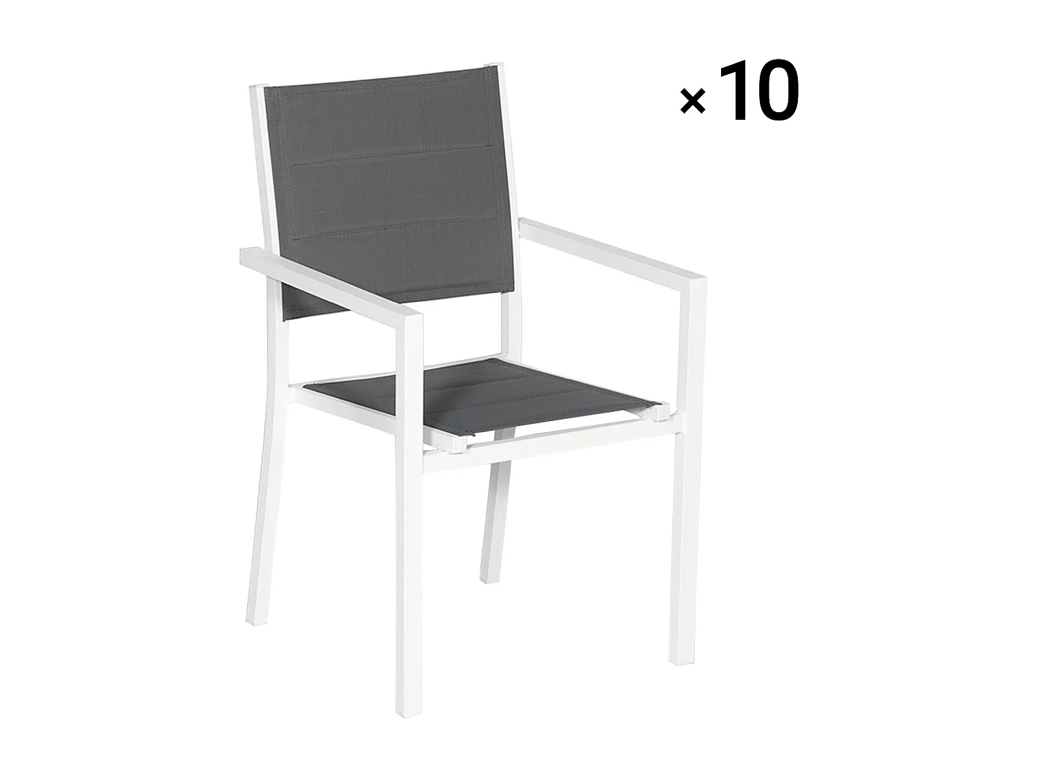 Set van 10 wit aluminium beklede stoelen - grijs textilene