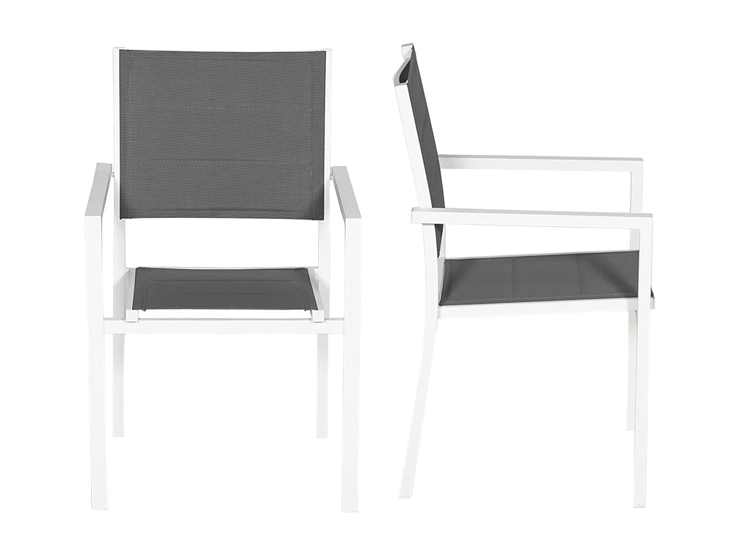 Set van 10 wit aluminium beklede stoelen - grijs textilene