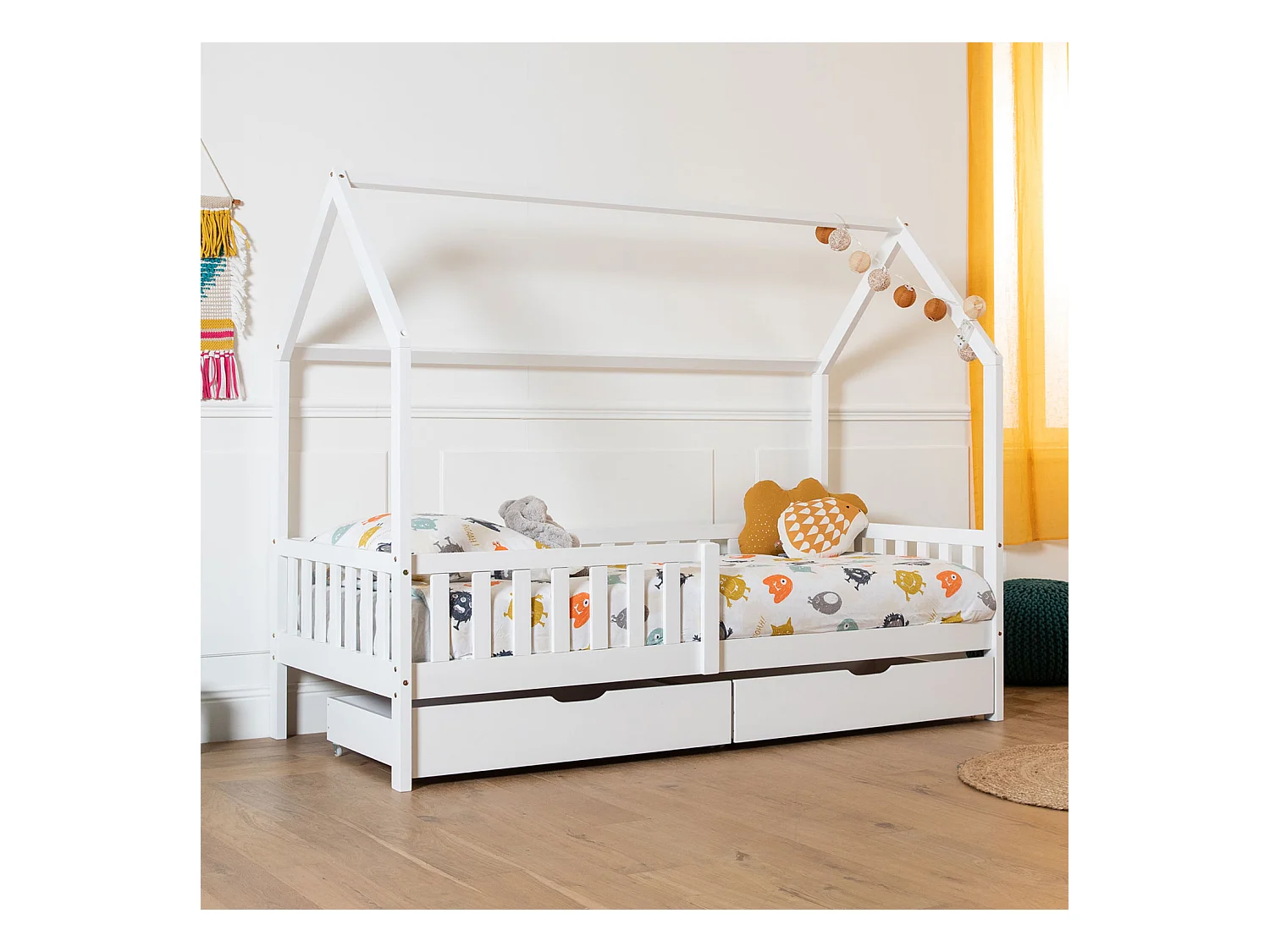 Kinderbed 190x90cm wit met lades MARCEAU