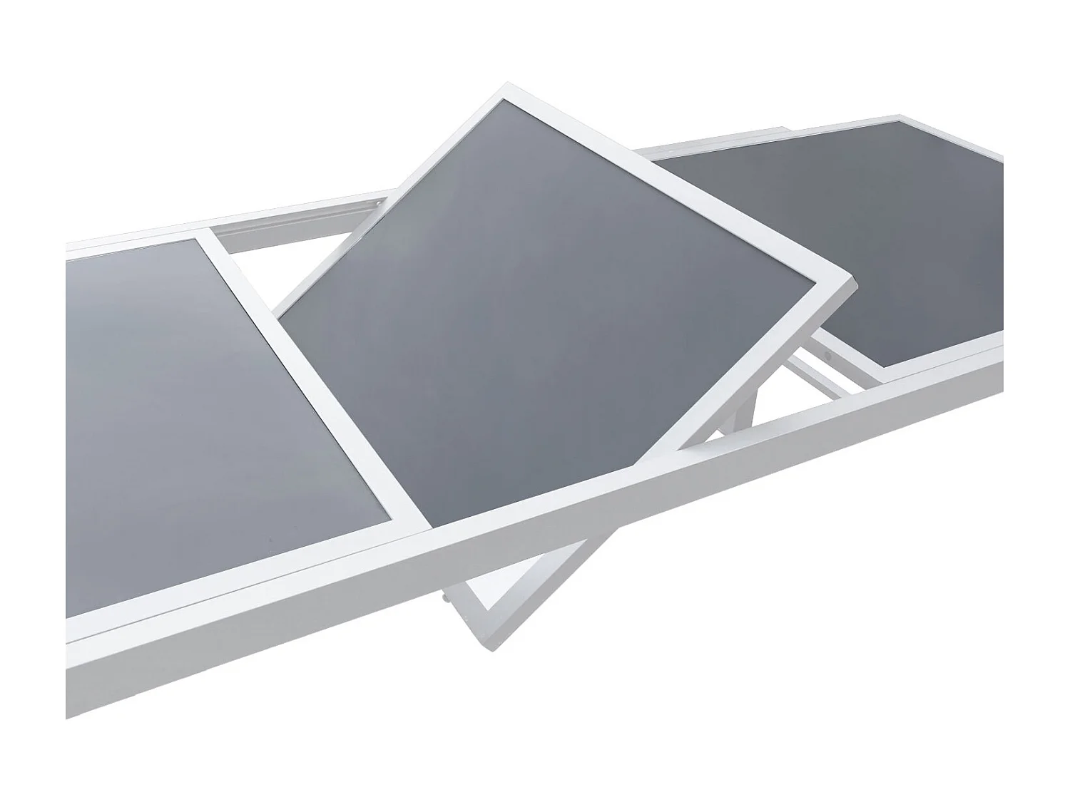 Salon de jardin FIRENZE extensible en textilène gris 8 places - aluminium blanc - HAPPY GARDEN