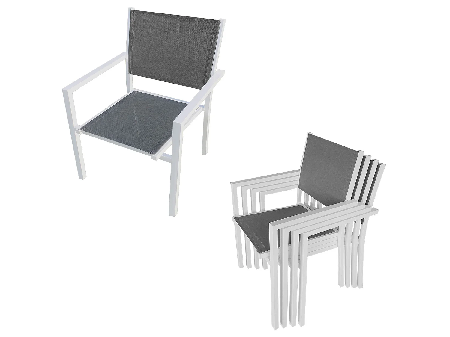FIRENZE grijs textilene uittrekbare tuinset 8 zitplaatsen - wit aluminium
