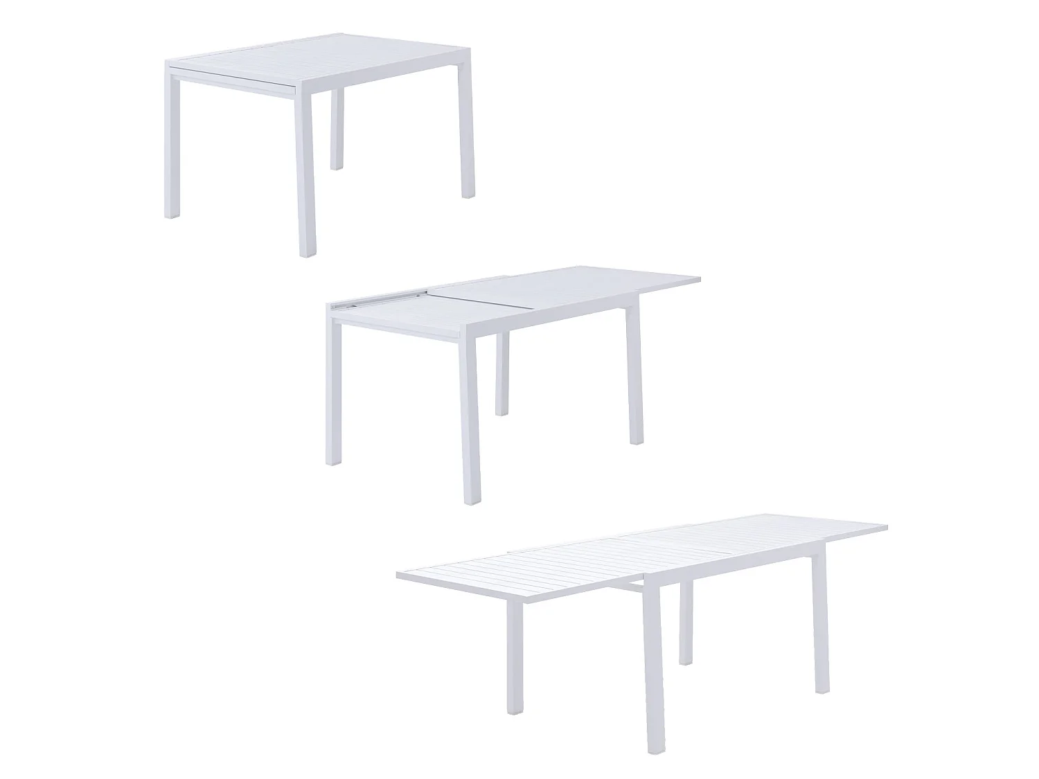 Tuinmeubelset VENEZIA uitschuifbaar 132/264 in wit aluminium - 10 zitplaatsen