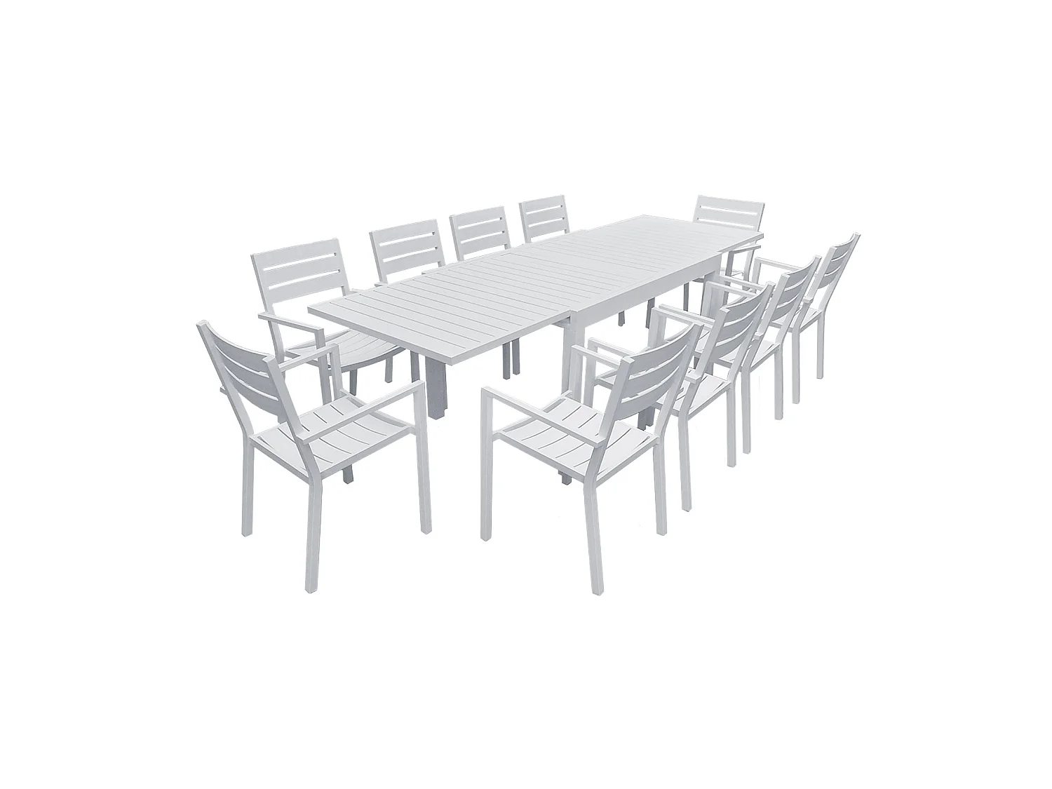 Salon de jardin VENEZIA extensible 132/264 en aluminium blanc - 10 places - HAPPY GARDEN