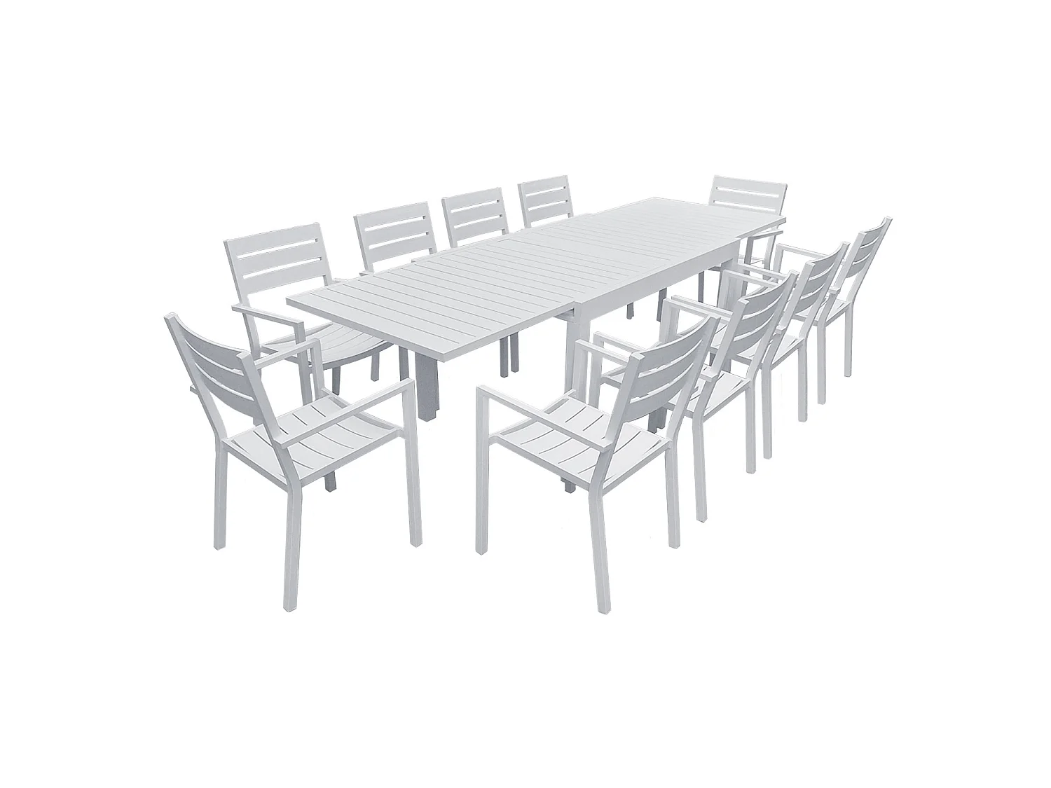 Tuinmeubelset VENEZIA uitschuifbaar 132/264 in wit aluminium - 10 zitplaatsen