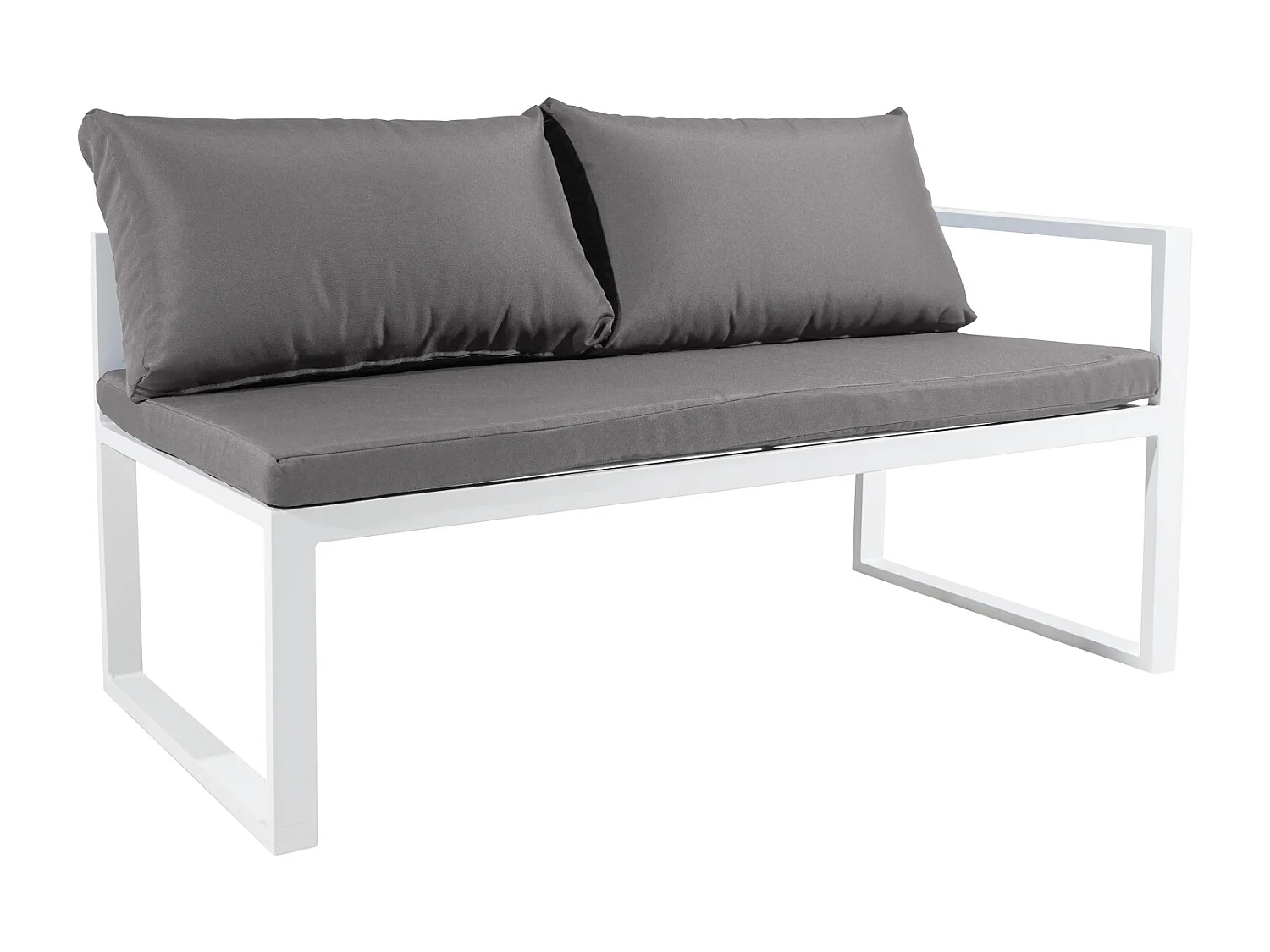 Salon de jardin modulable IBIZA en tissu gris 7 places - aluminium blanc - HAPPY GARDEN