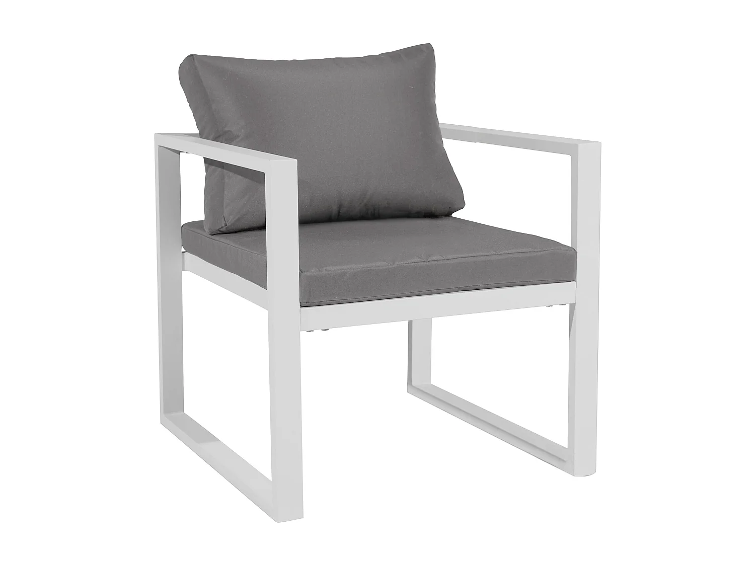 Salon de jardin modulable IBIZA en tissu gris 7 places - aluminium blanc - HAPPY GARDEN