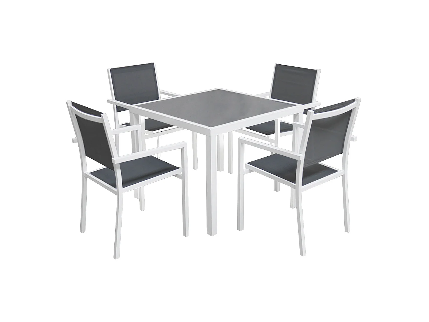 Conjunto de móveis de jardim BERGAMO de 4 lugares - alumínio branco