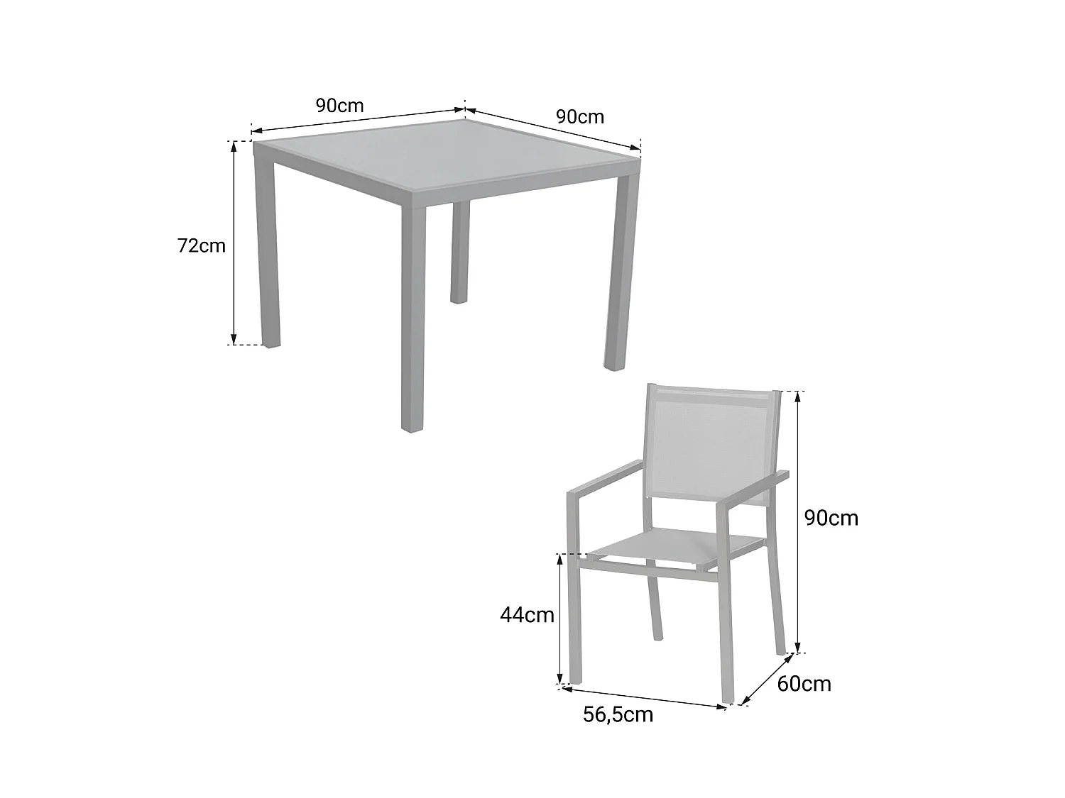 Conjunto de móveis de jardim BERGAMO de 4 lugares - alumínio branco