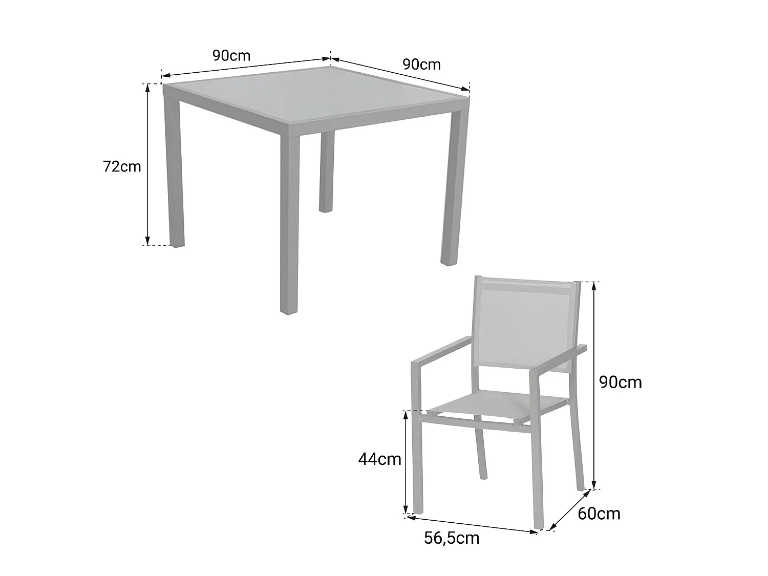 Salon de jardin BERGAMO en textilène gris 4 places - aluminium blanc - HAPPY GARDEN