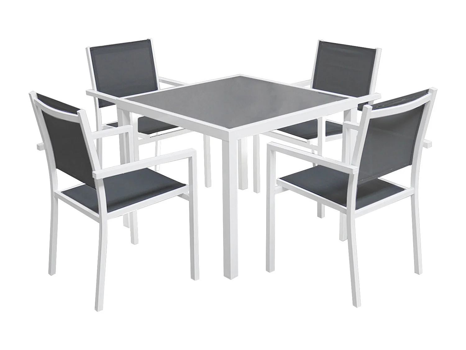 Conjunto de móveis de jardim BERGAMO de 4 lugares - alumínio branco