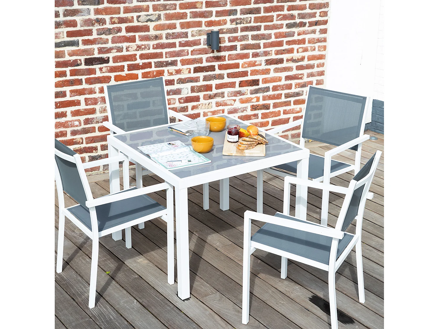 Conjunto de móveis de jardim BERGAMO de 4 lugares - alumínio branco
