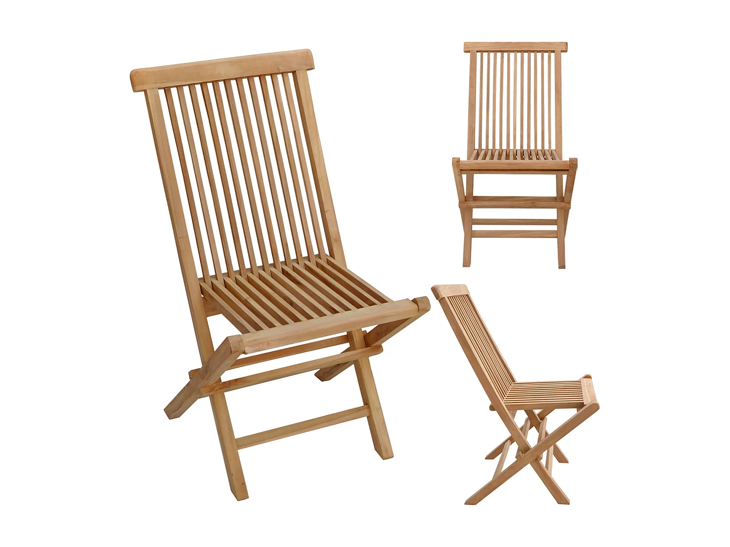 Teakhouten tuinmeubelen JAVA - rechthoekige tafel en klapstoelen - 8 zitplaatsen