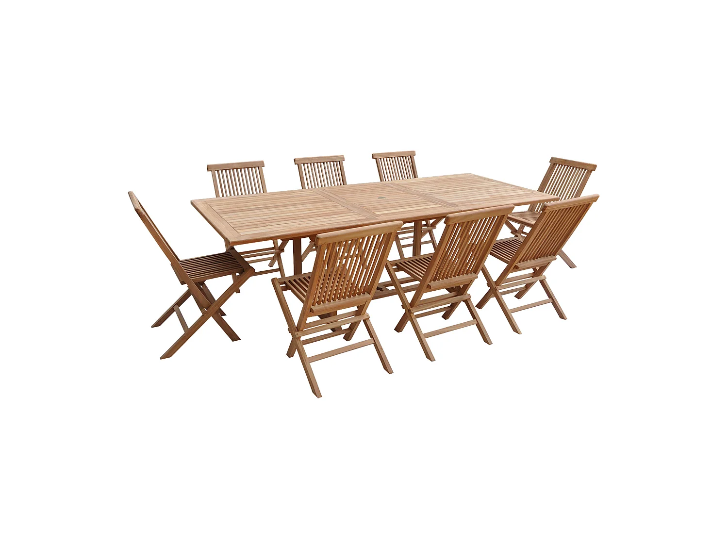Salon de jardin en teck LOMBOK - table rectangulaire extensible - 8 places - HAPPY GARDEN