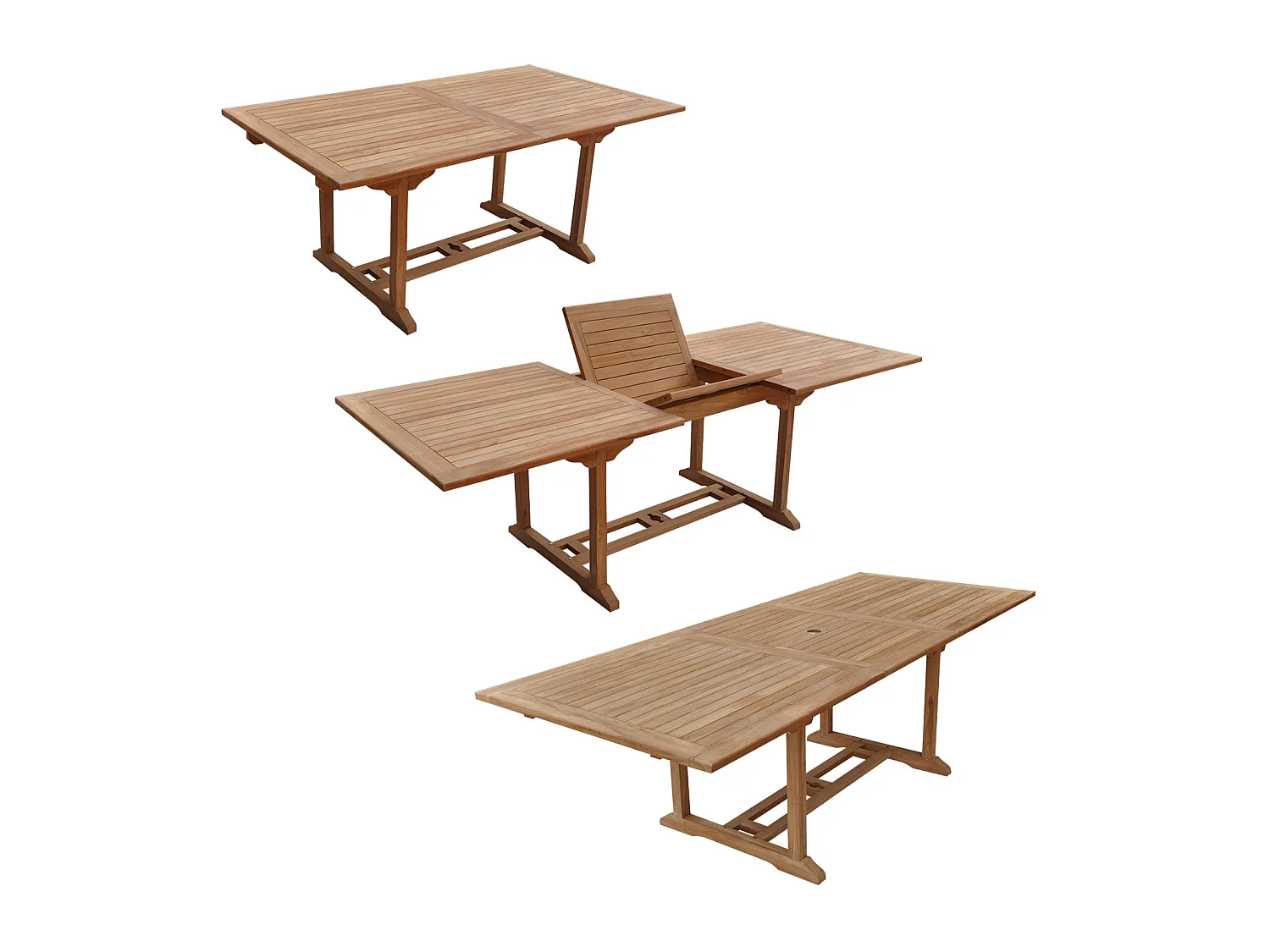 Salon de jardin en teck LOMBOK - table rectangulaire extensible - 8 places - HAPPY GARDEN