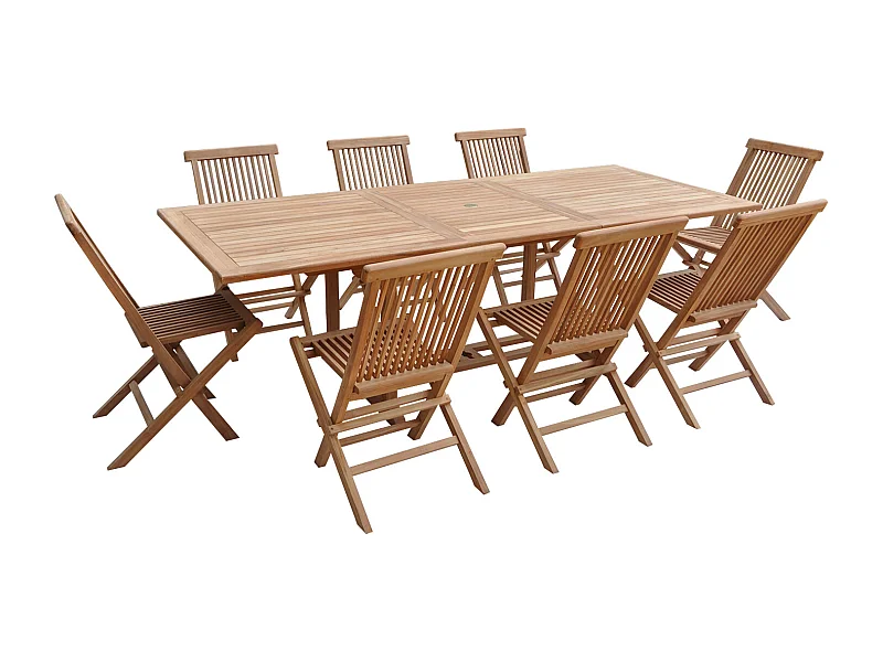 Teakholz-Gartenmöbel LOMBOK - rechteckiger ausziehbarer Tisch - 8 Plätze