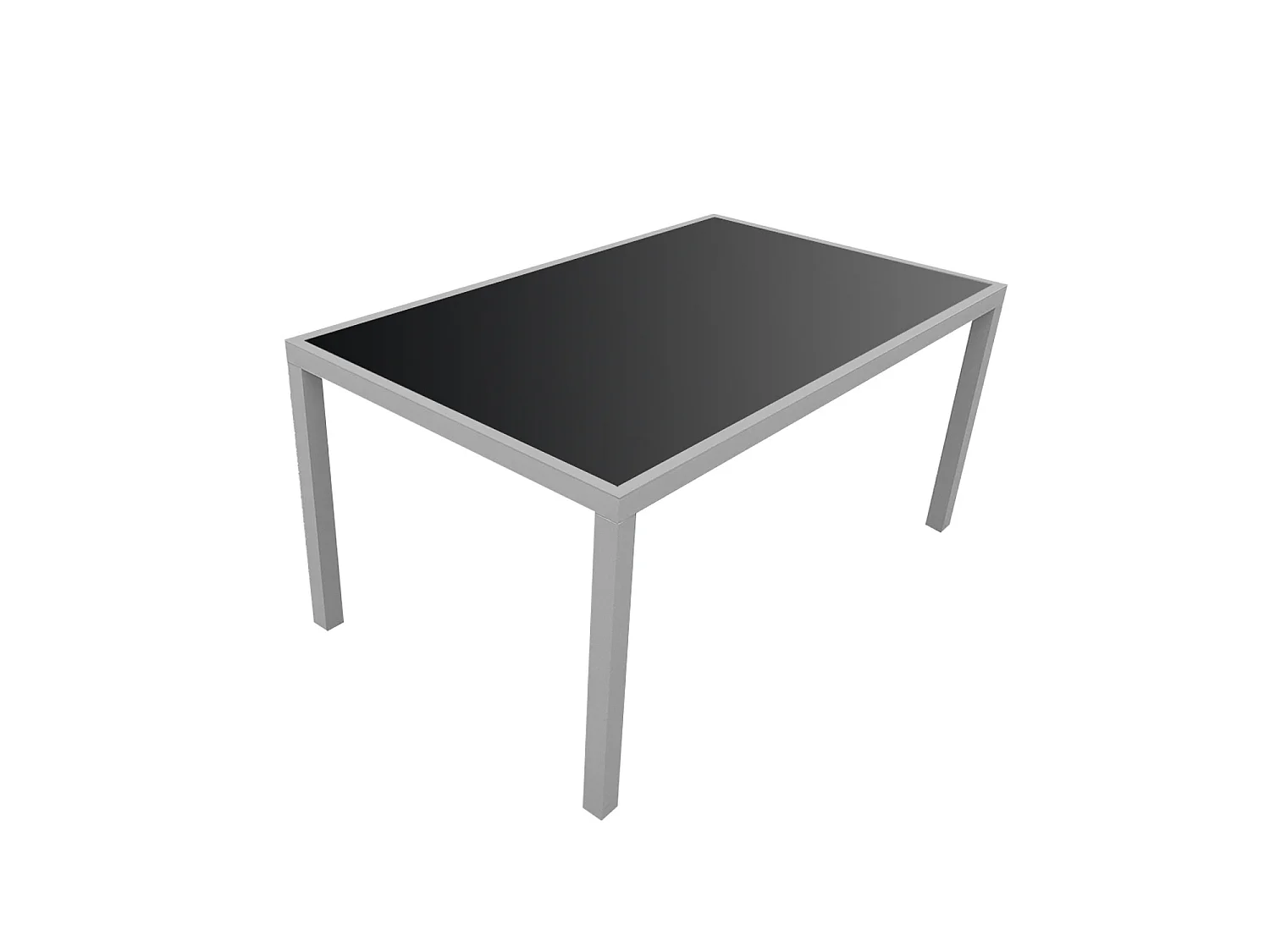 Gartenmöbel BERGAMO aus schwarzem Textilene 6-Sitzer - Aluminium grau