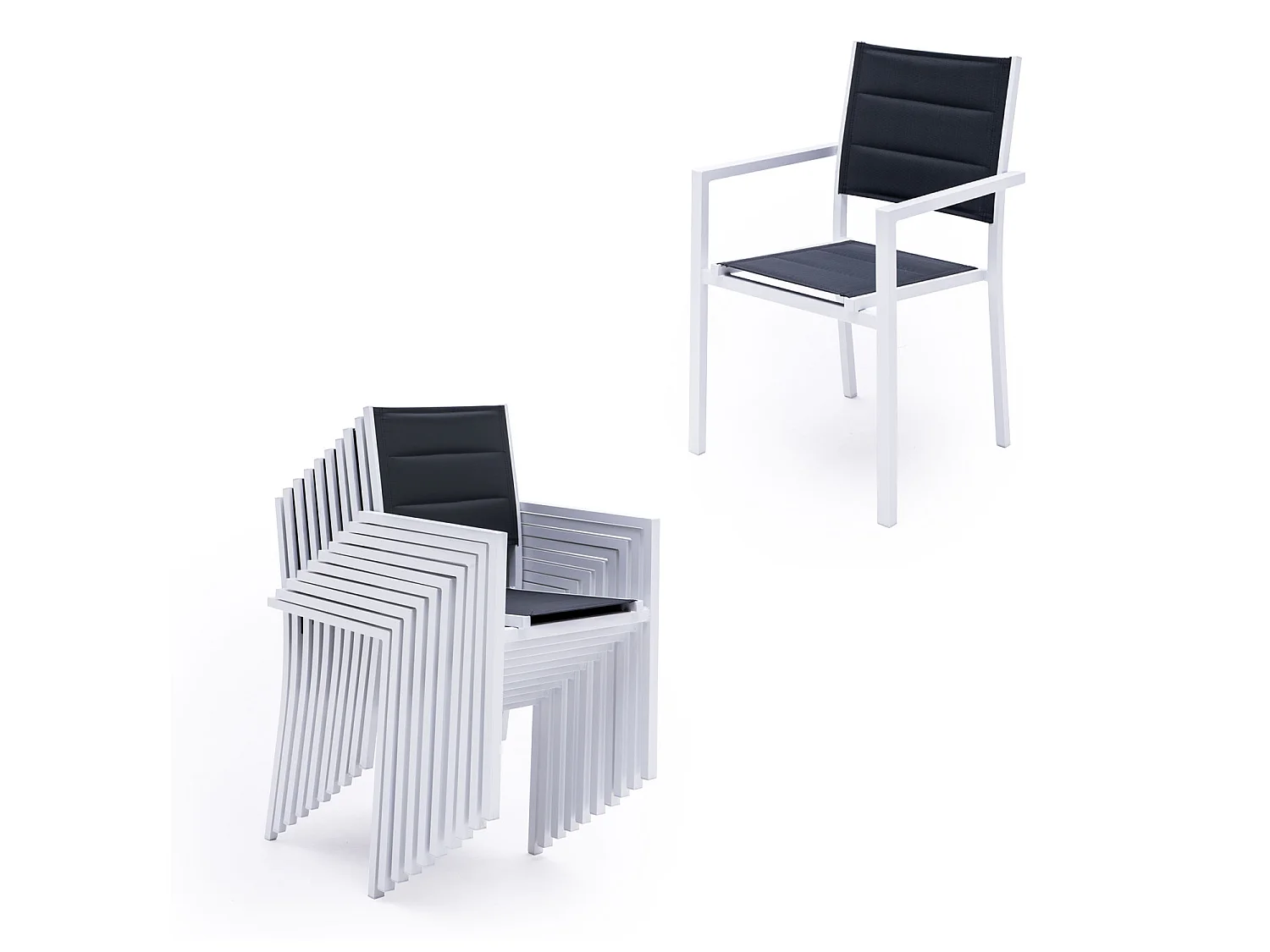 LAMPEDUSA grijs textilene verlengbare tuinset 10 zitplaatsen - wit aluminium