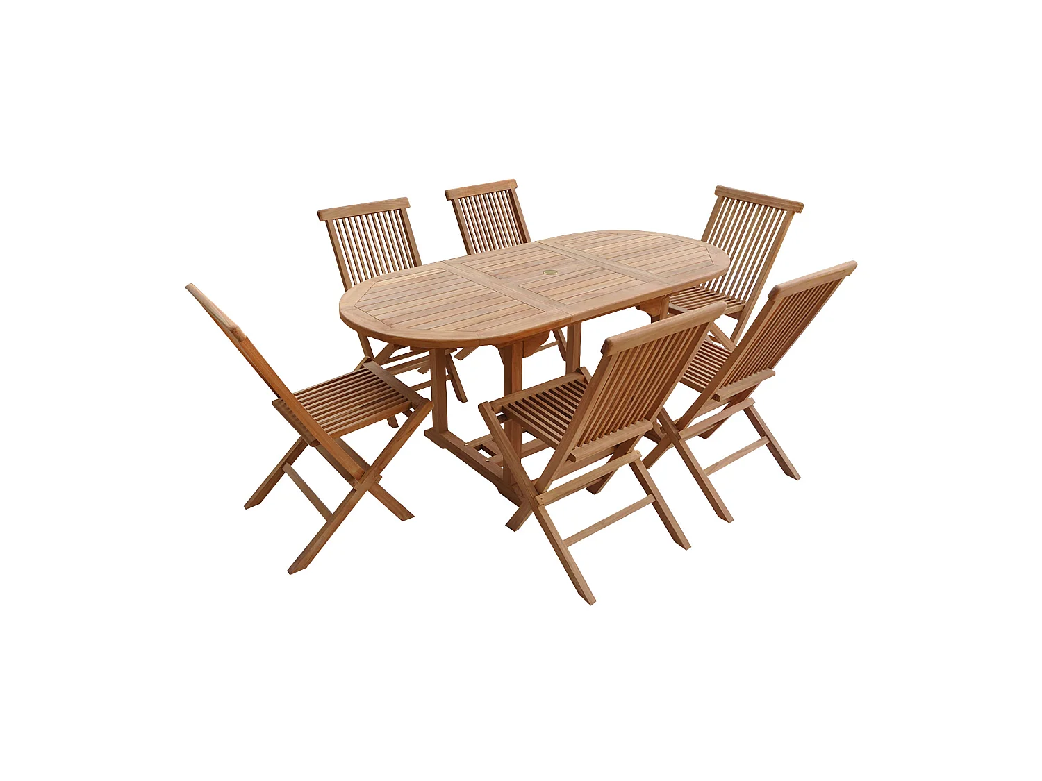Salon de jardin en teck LOMBOK - table ovale extensible - 6 places - HAPPY GARDEN