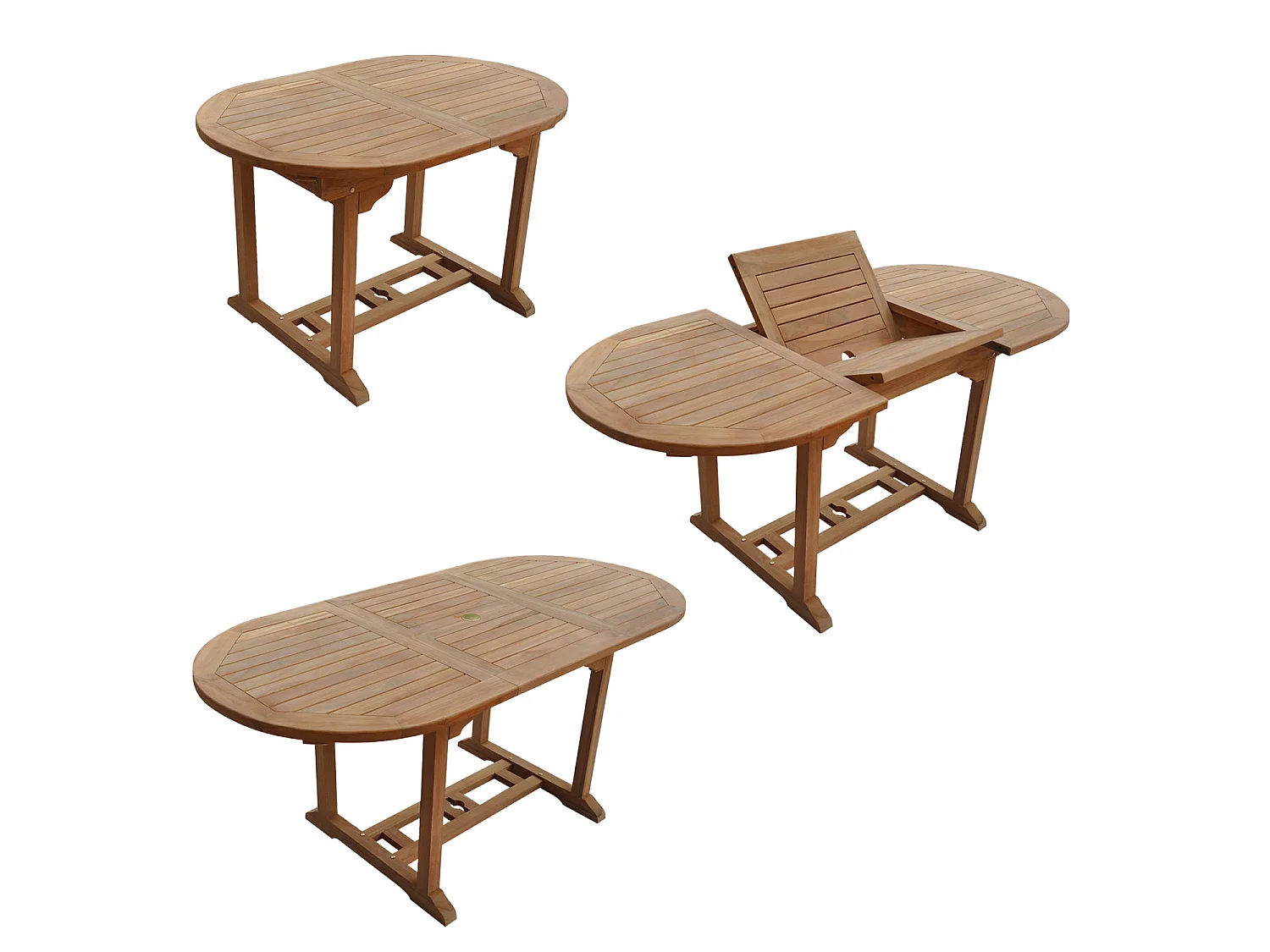 Mobili da giardino in teak LOMBOK - tavolo ovale allungabile - 6 posti a sedere