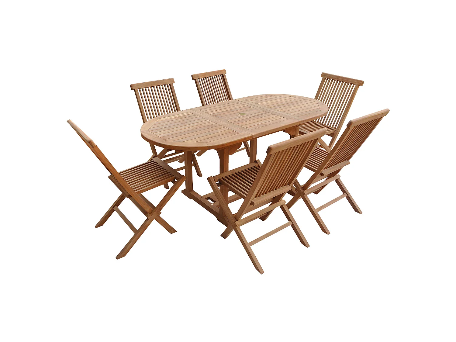 Teak tuinmeubelen LOMBOK - ovale uitschuifbare tafel - 6 zitplaatsen