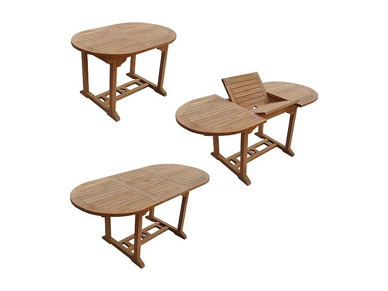 Salon de jardin en teck LOMBOK - table ovale extensible - 6 places - HAPPY GARDEN
