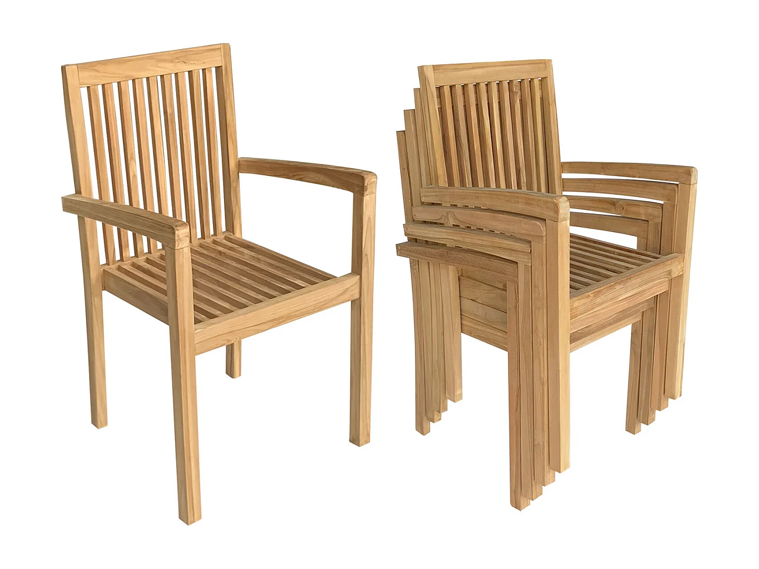 Salon de jardin en teck JAVA - table carrée - 8 places - HAPPY GARDEN