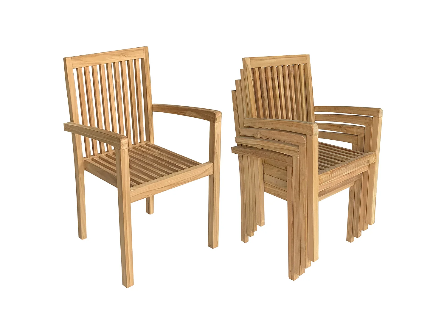 Salon de jardin en teck JAVA - table carrée - 8 places - HAPPY GARDEN