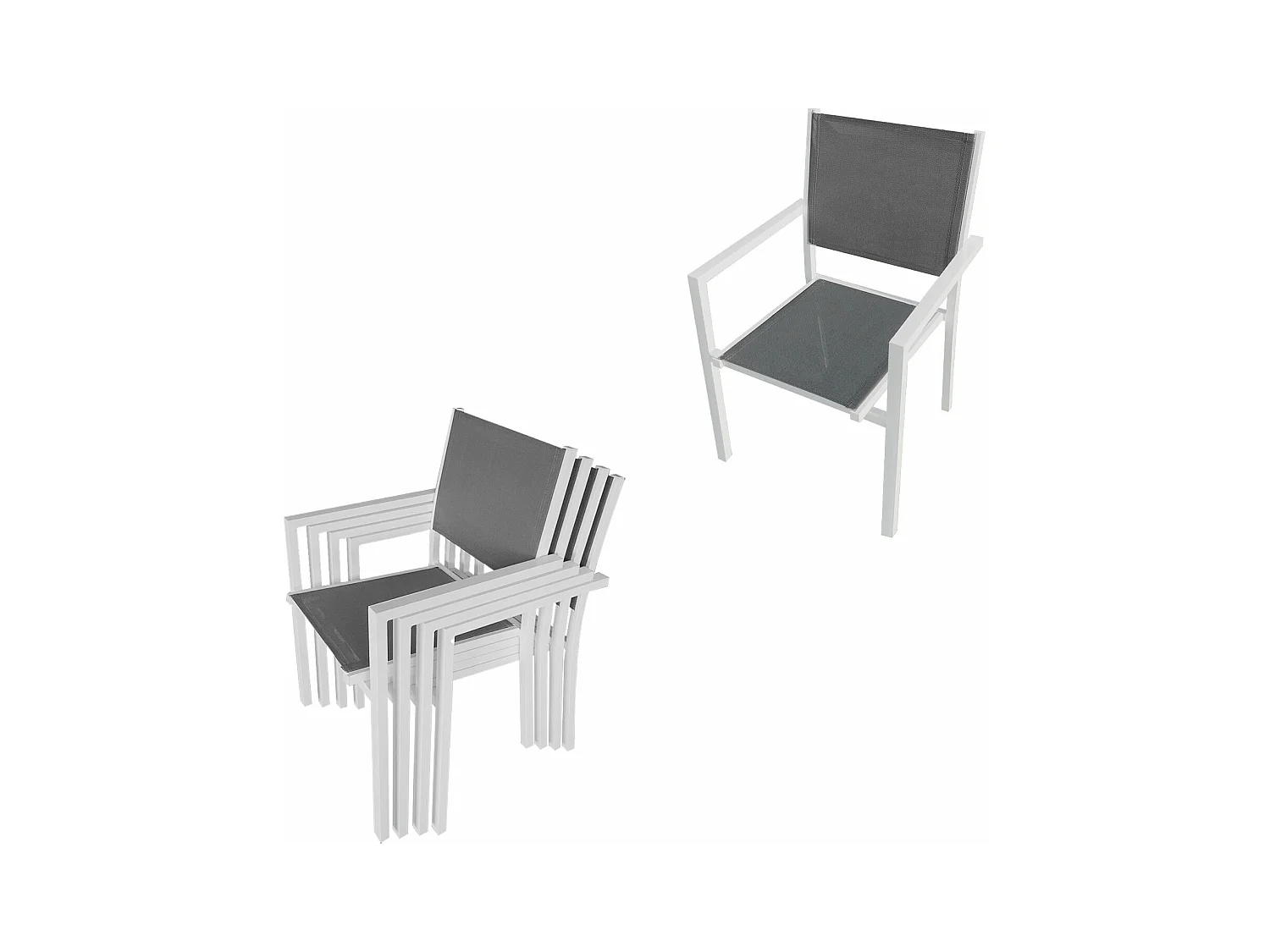 Salon de jardin extensible 10 places de 180/300cm en textilène gris - aluminium blanc VENEZIA - HAPPY GARDEN