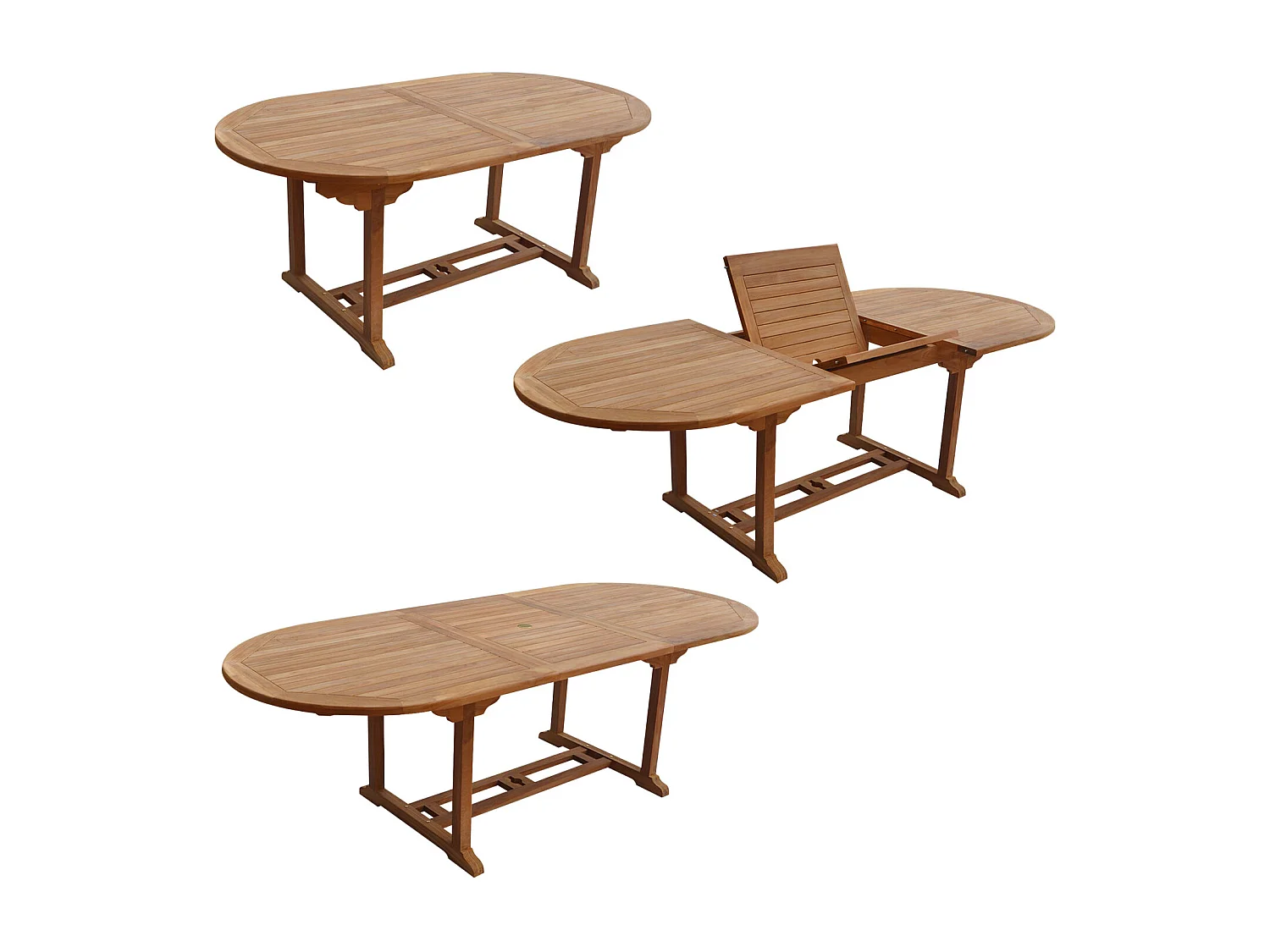 Teak tuinmeubelen LOMBOK - ovale uitschuifbare tafel - 8 zitplaatsen