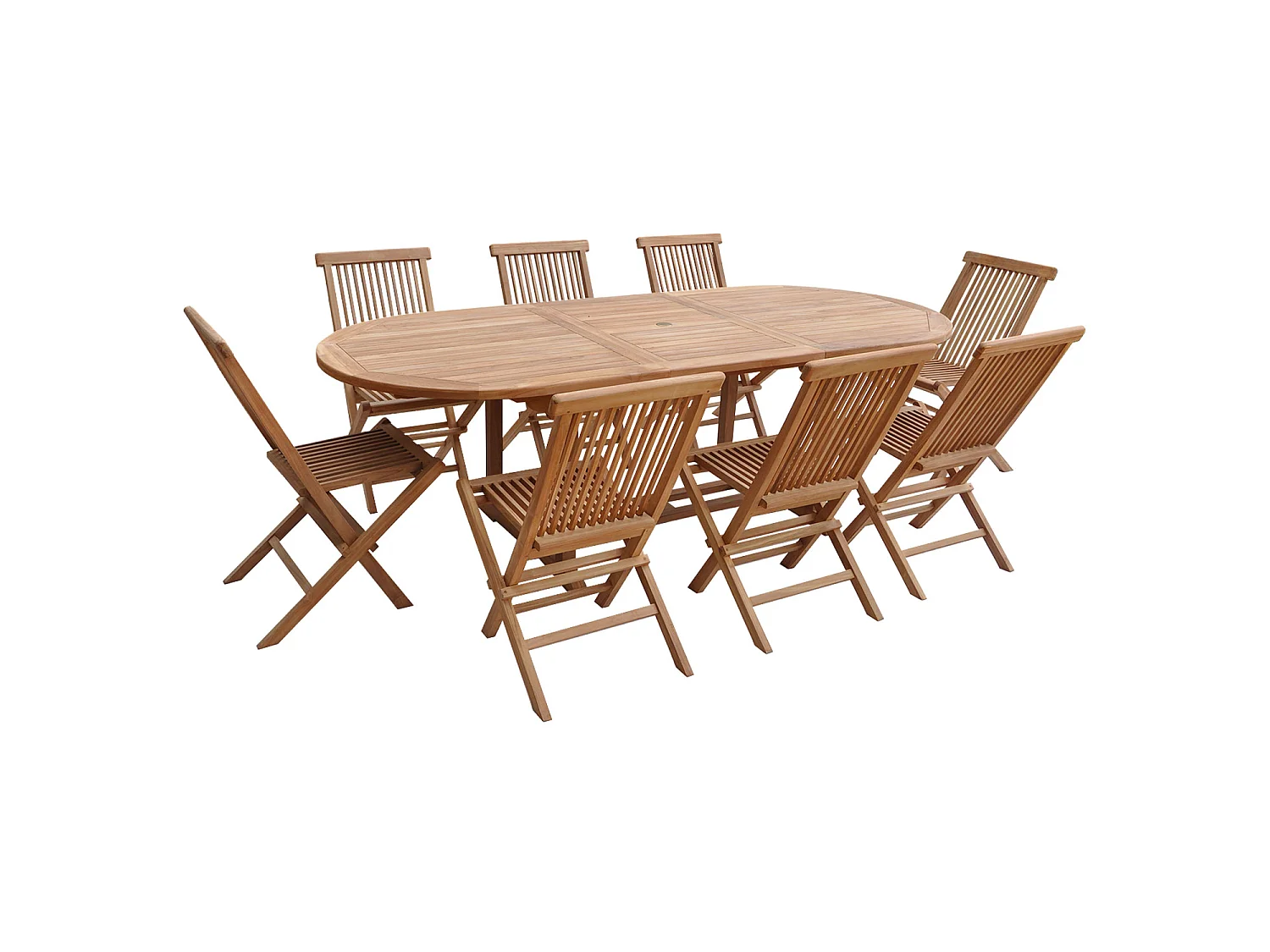 Salon de jardin en teck LOMBOK - table ovale extensible - 8 places - HAPPY GARDEN