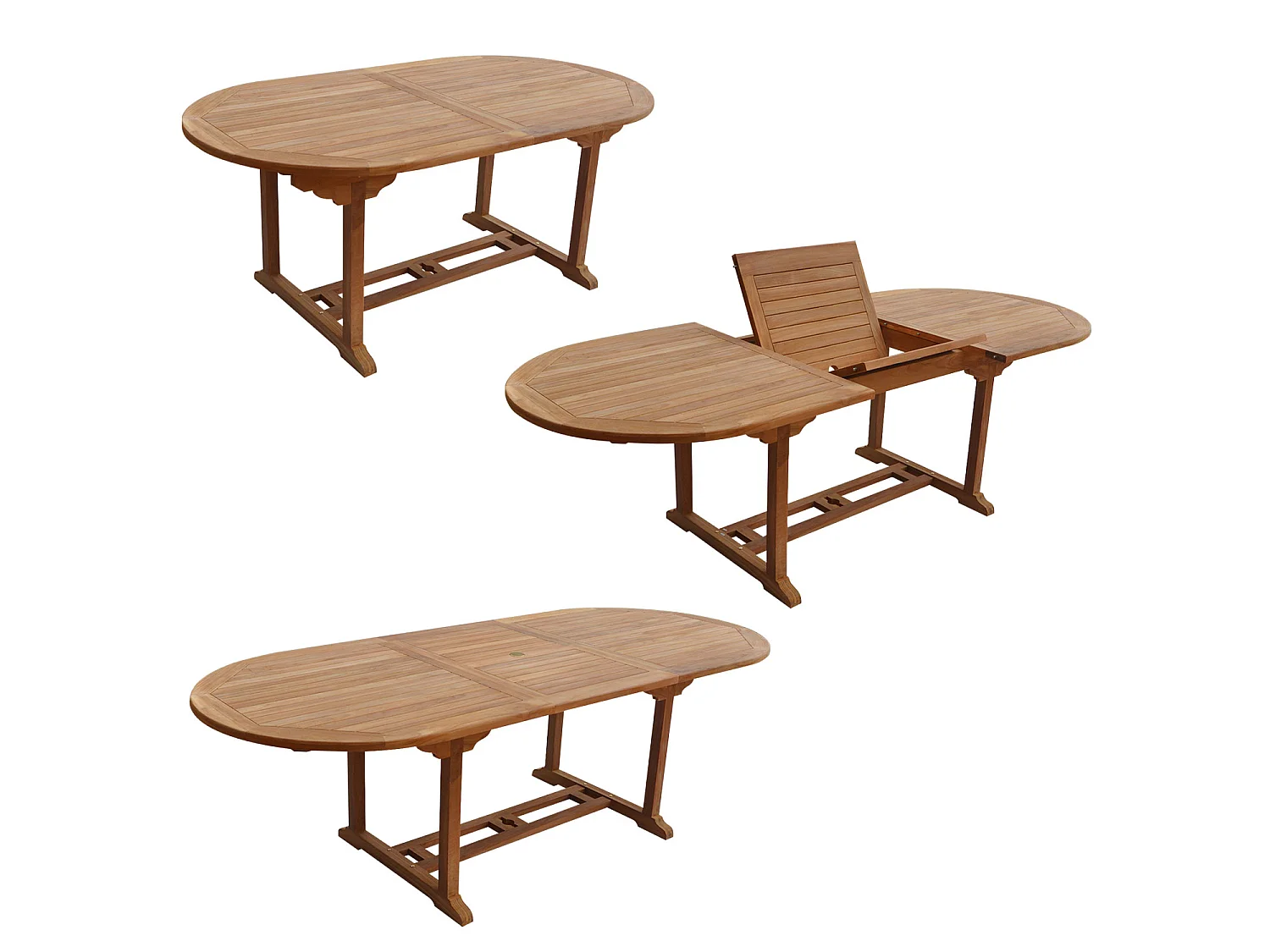 Salon de jardin en teck LOMBOK - table ovale extensible - 8 places - HAPPY GARDEN