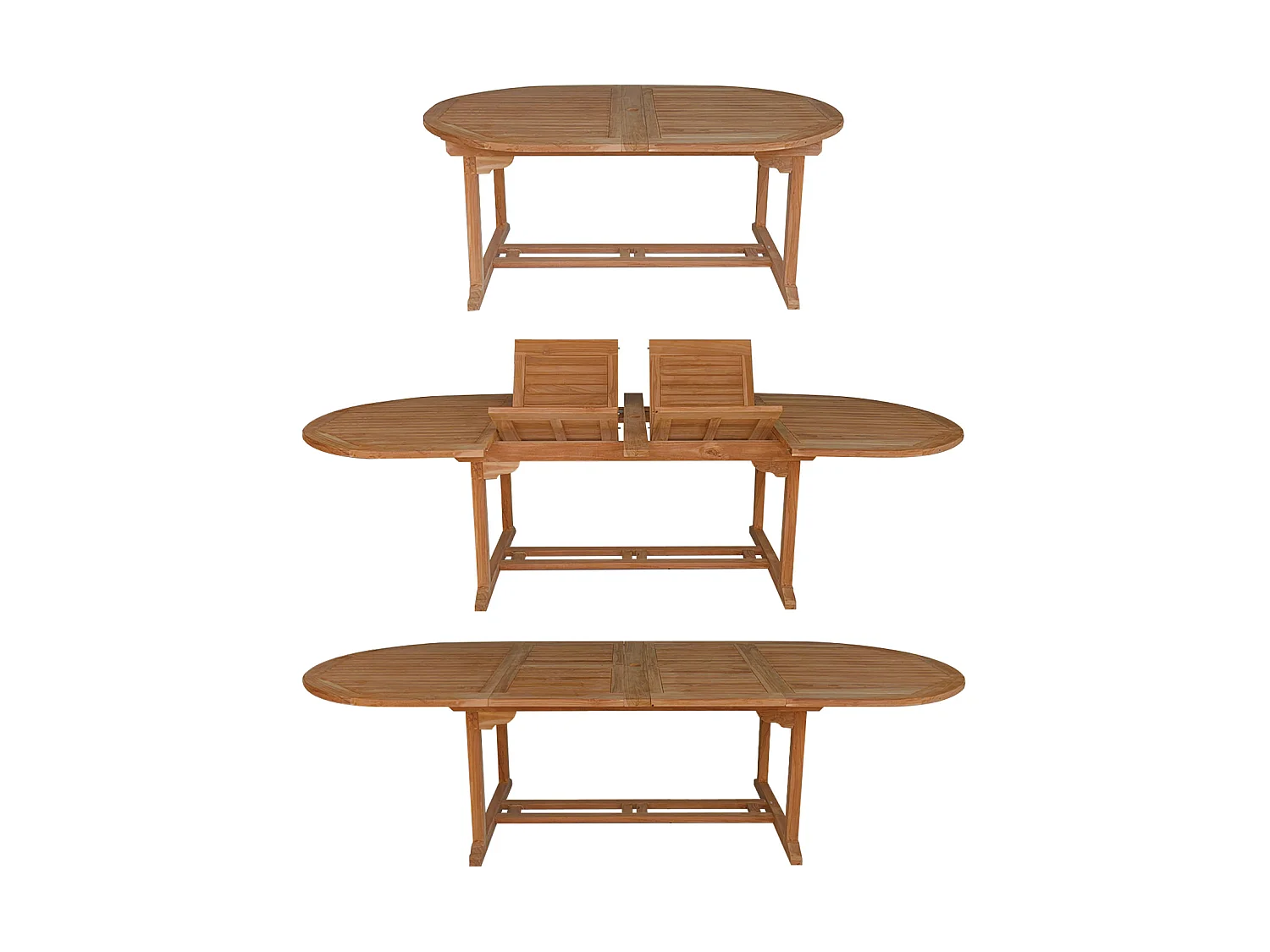 Salon de jardin en teck LOMBOK - table ovale extensible - 10 places - HAPPY GARDEN